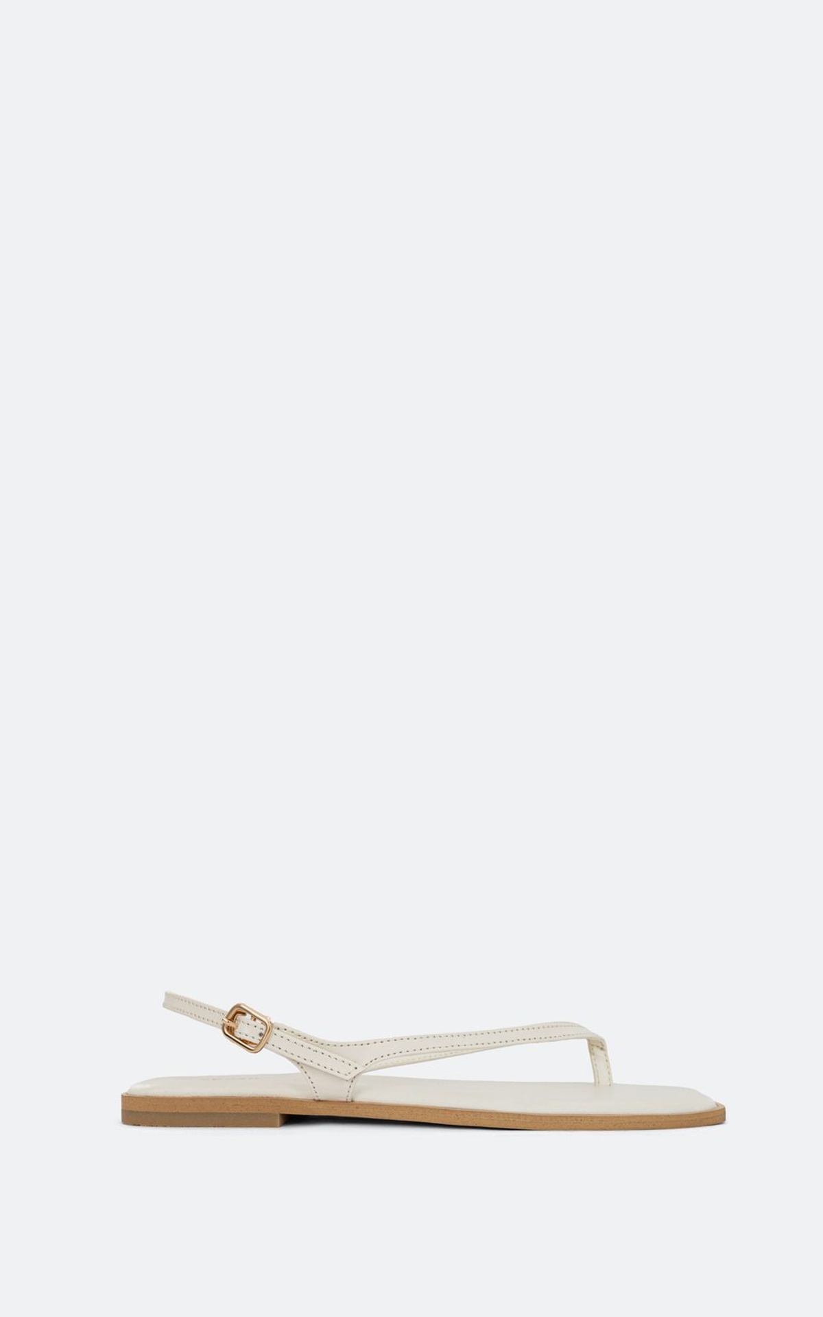 Leather Square-Toe Flat Sandals