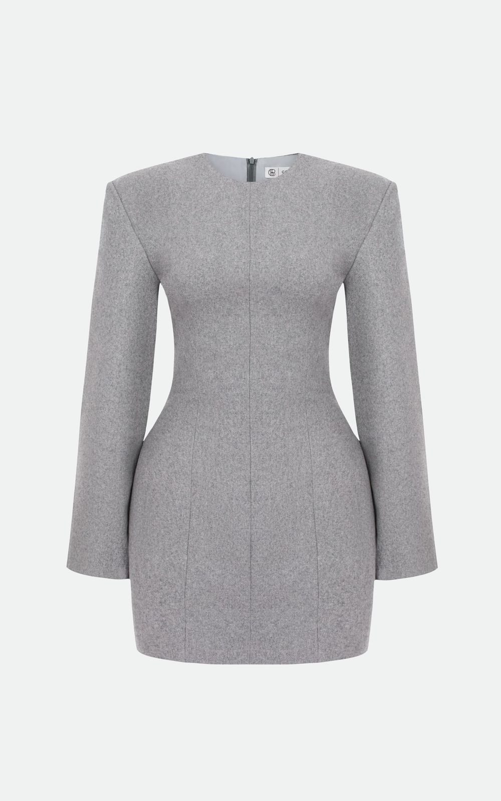 RENEE Fitted Mini Dress with Shoulder Pads - Grey | COOSH RENEE Fitted Mini Dress with Shoulder Pads - Grey | COOSH