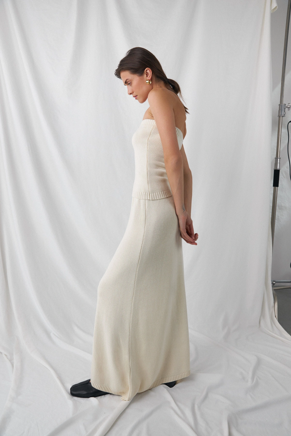 Bawełniany Komplet ELLA: Top Bandeau i Spódnica Maxi