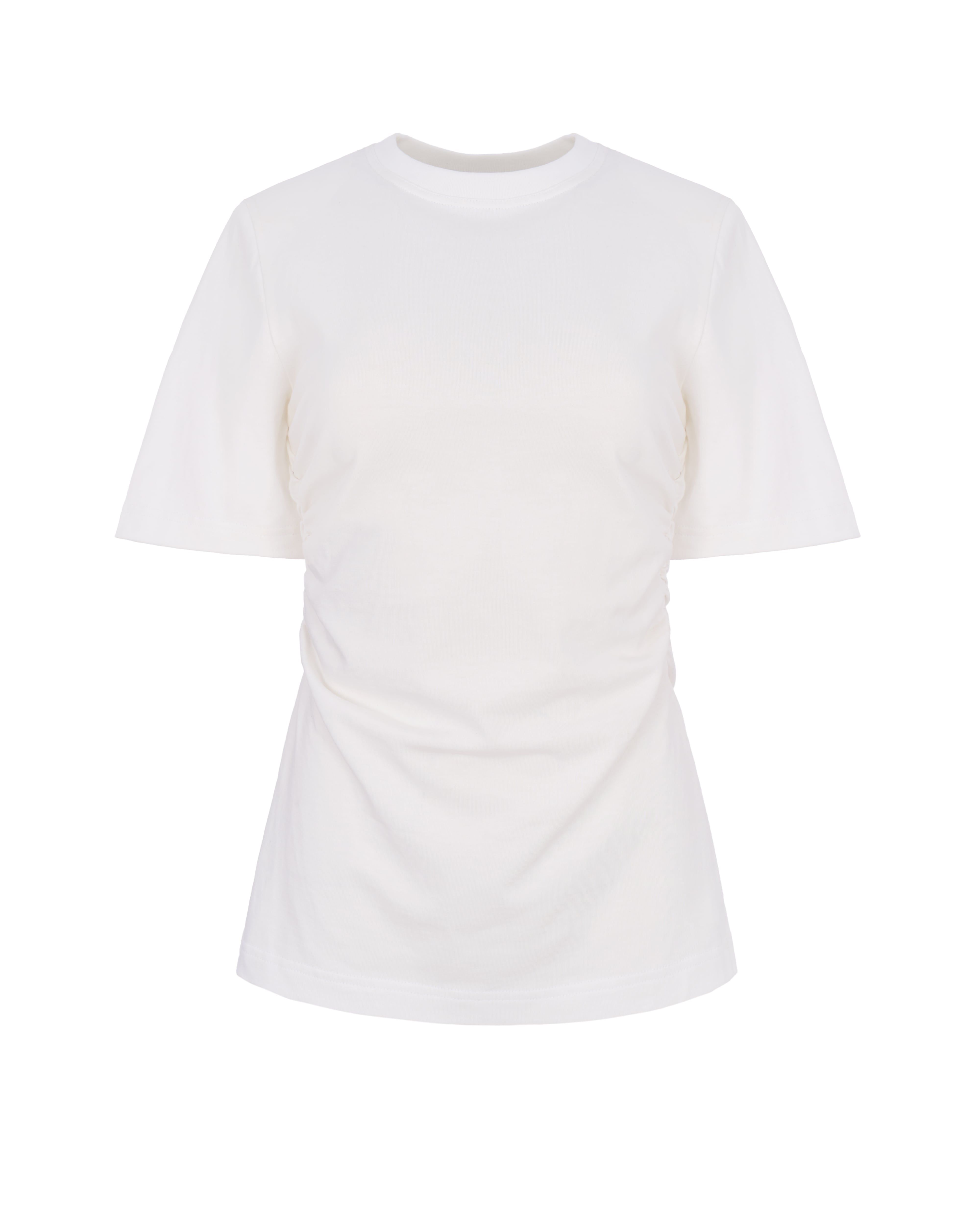 Draped T-shirt with Shoulder Pads - White | COOSH