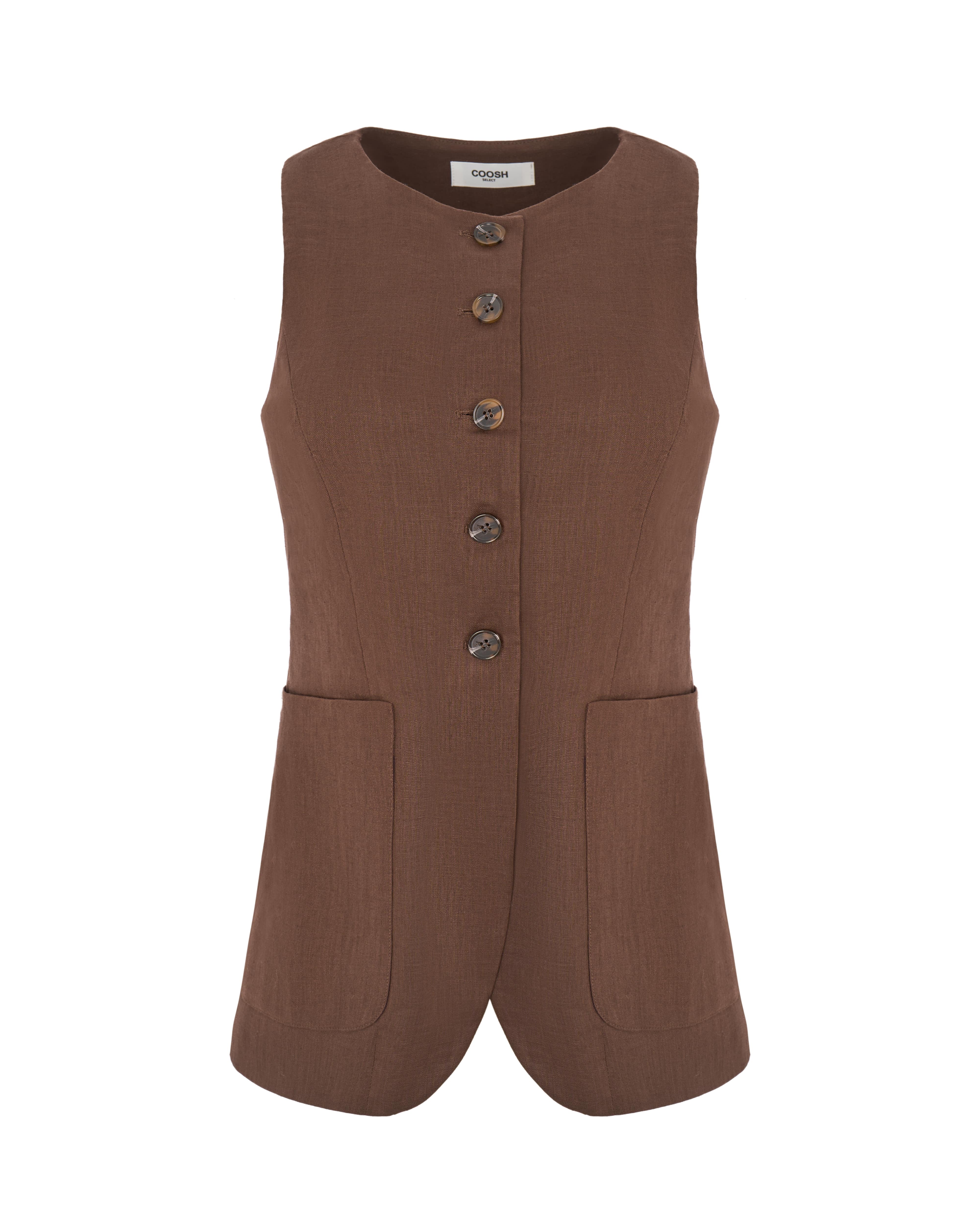 naco　original side button vest brown Brown Button Down Mohair Knitted Vest