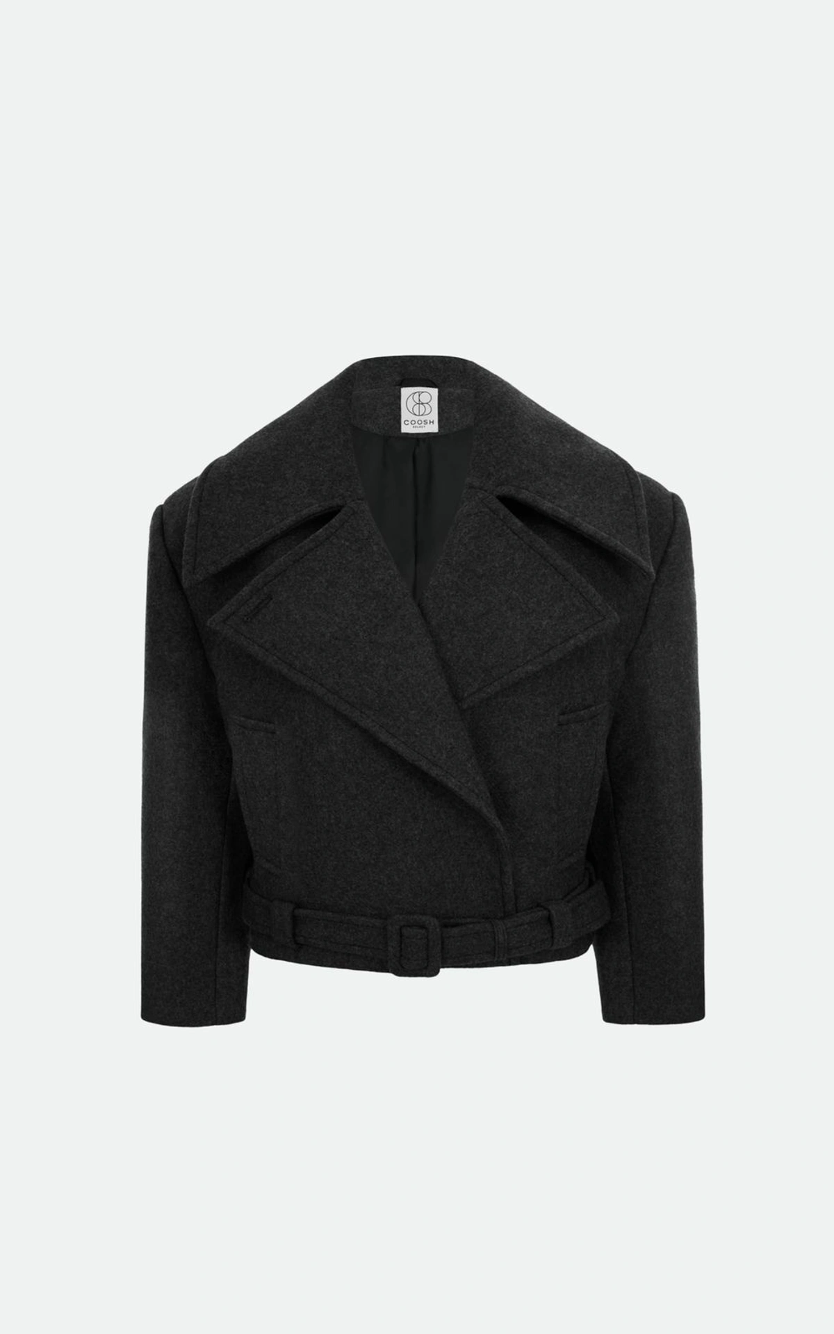 Пальто вовняне вкорочене з паском