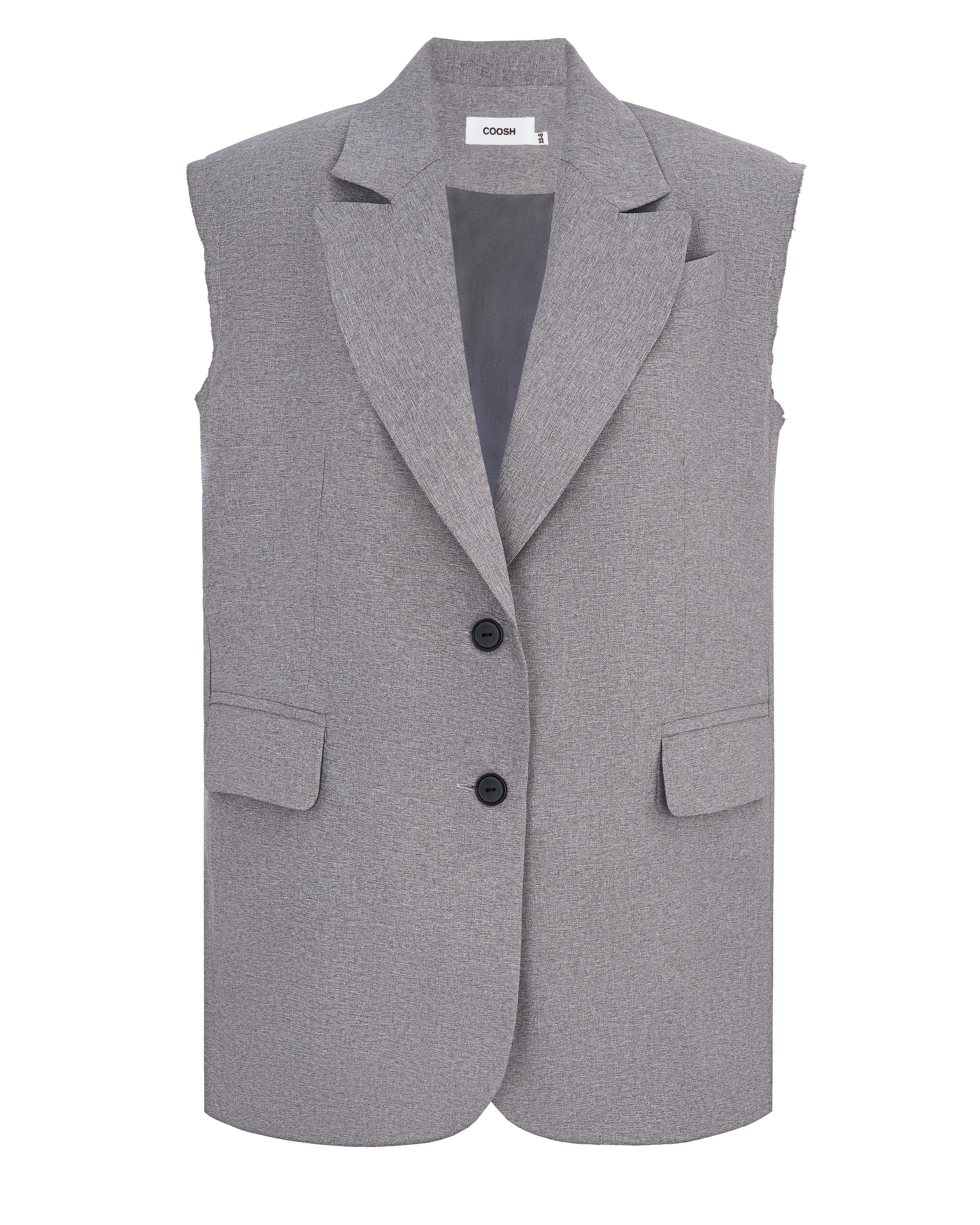 High Neck Vest with Button Closures - Grey | COOSH