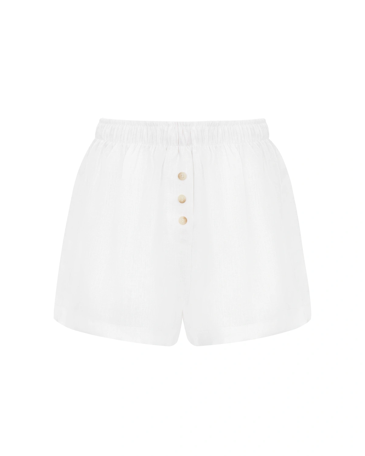 Elastic Waist Shorts with Buttons