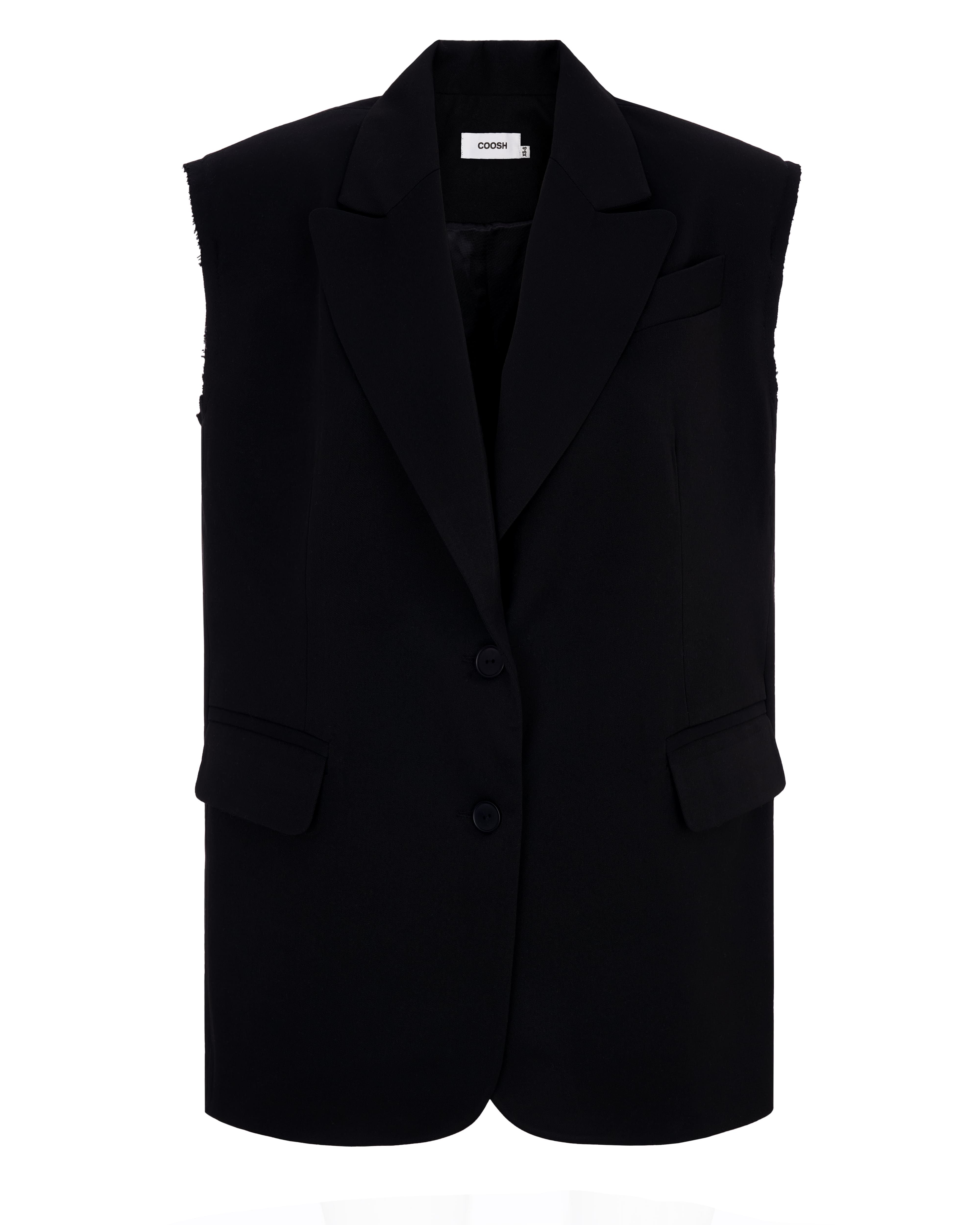 Deconstructed Lengthened Vest - Black | COOSH