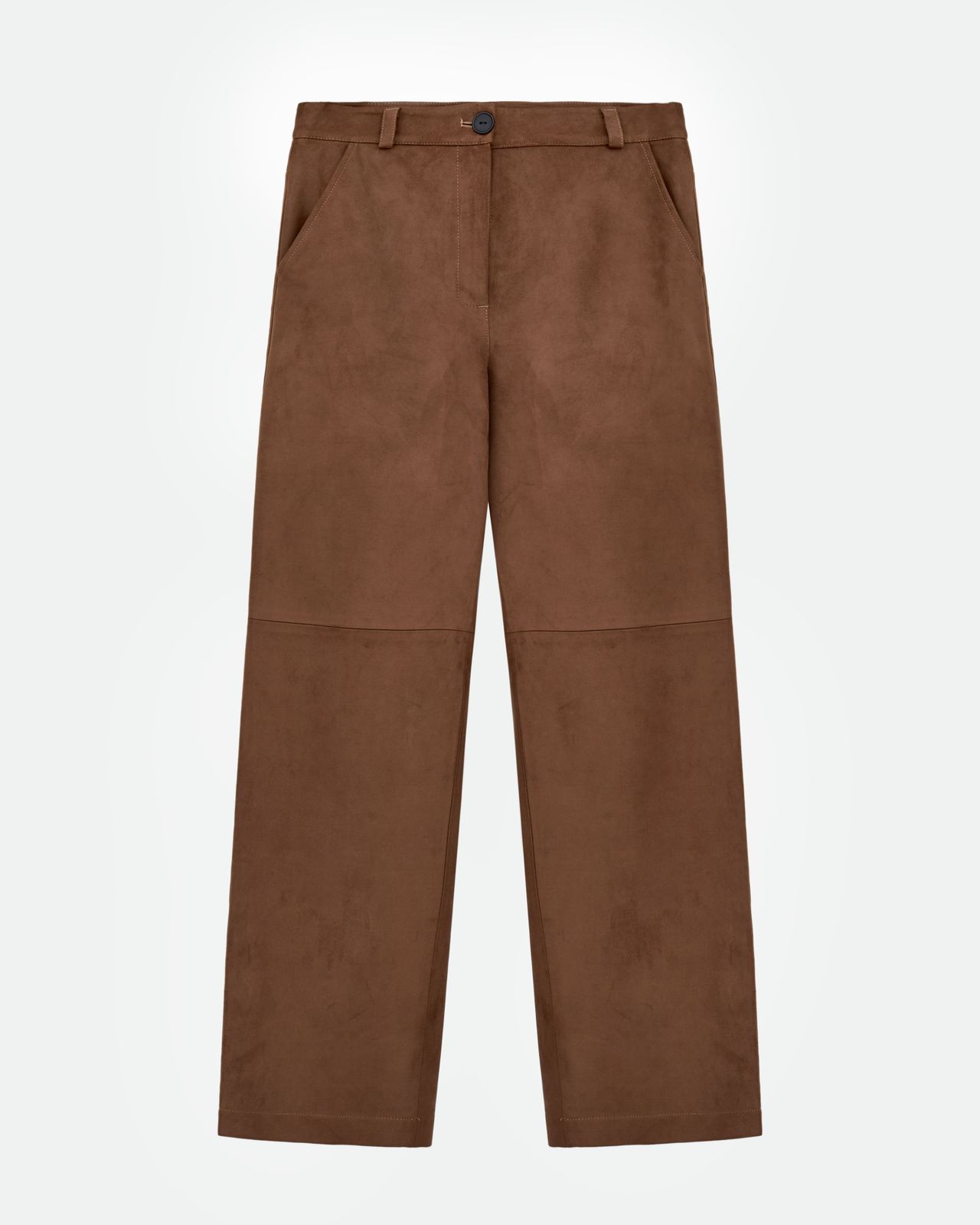 パンツ PREMIUM SHETLAND SLACKS SOIL BROWN/ M Premium Faux Suede Straight Cut Pants - Camel | COOSH