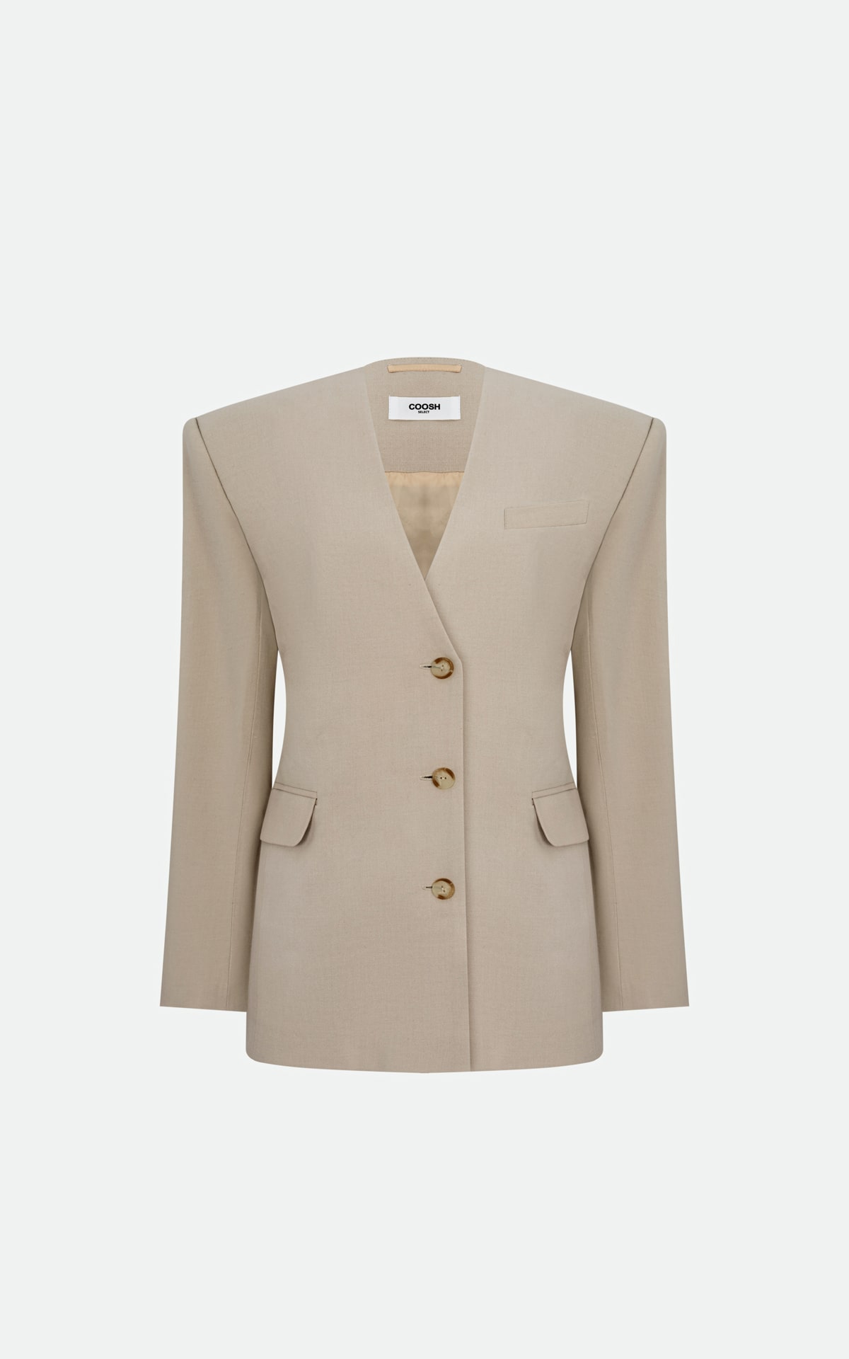 Woven Collar Solid Pocket Oversized Blazer For Daily Casual Work