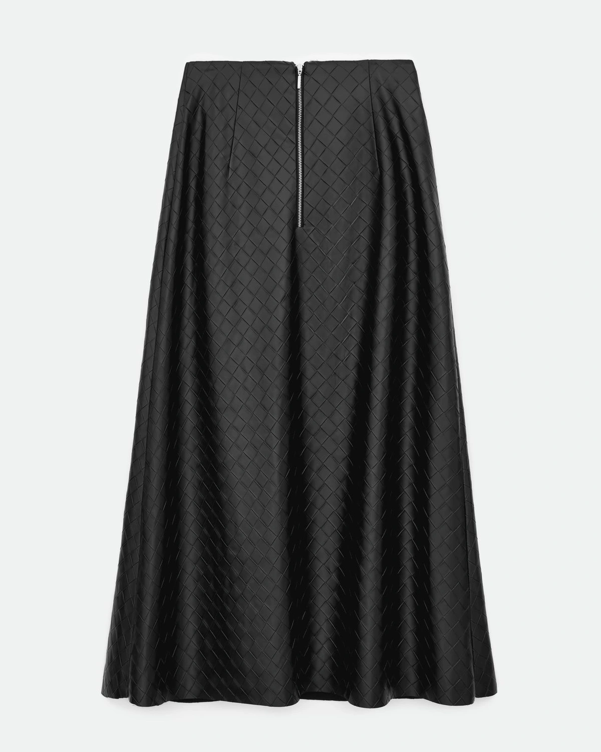 Faux Leather Braided Midi Skirt
