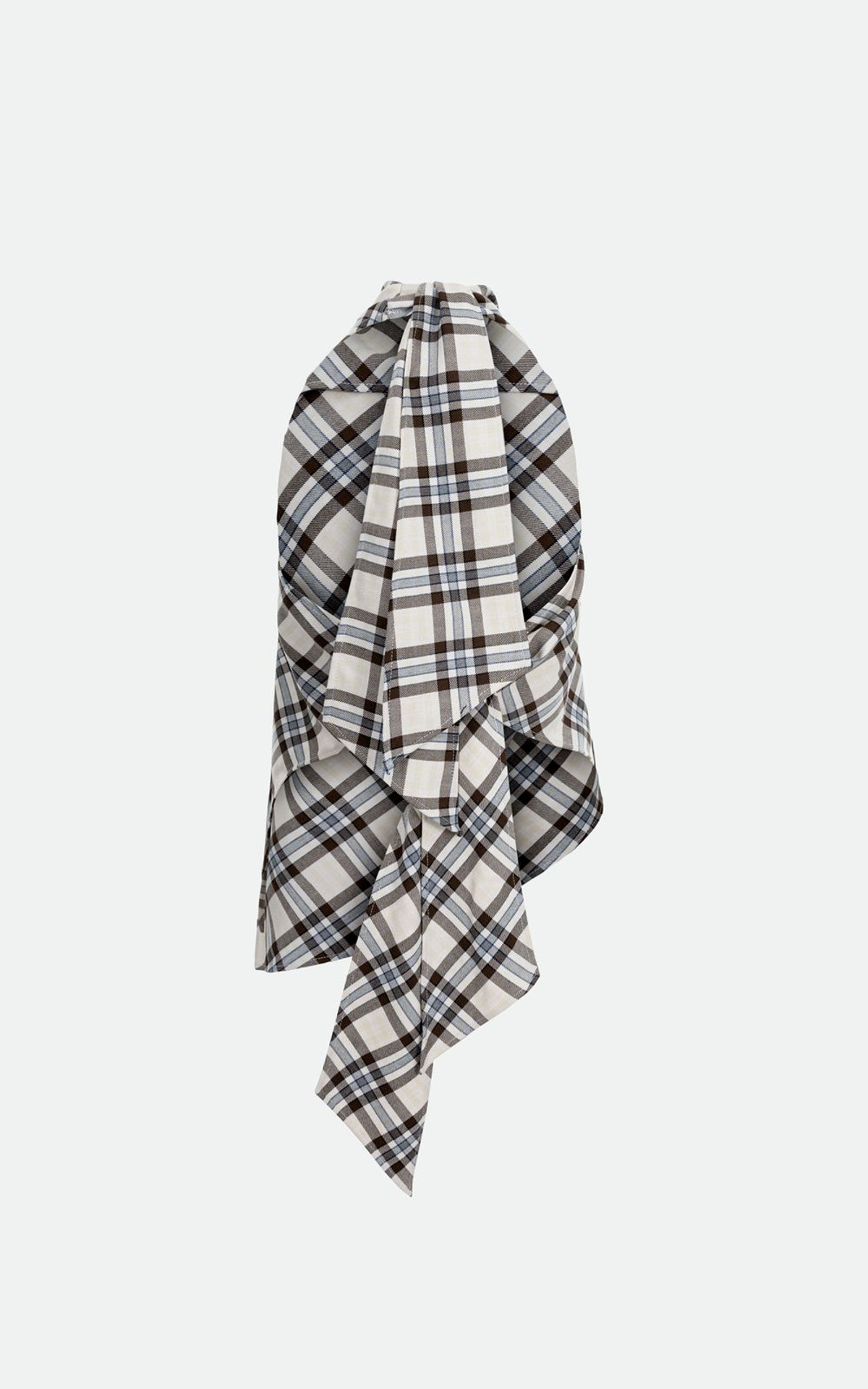 Asymmetric Tartan Top with Ties