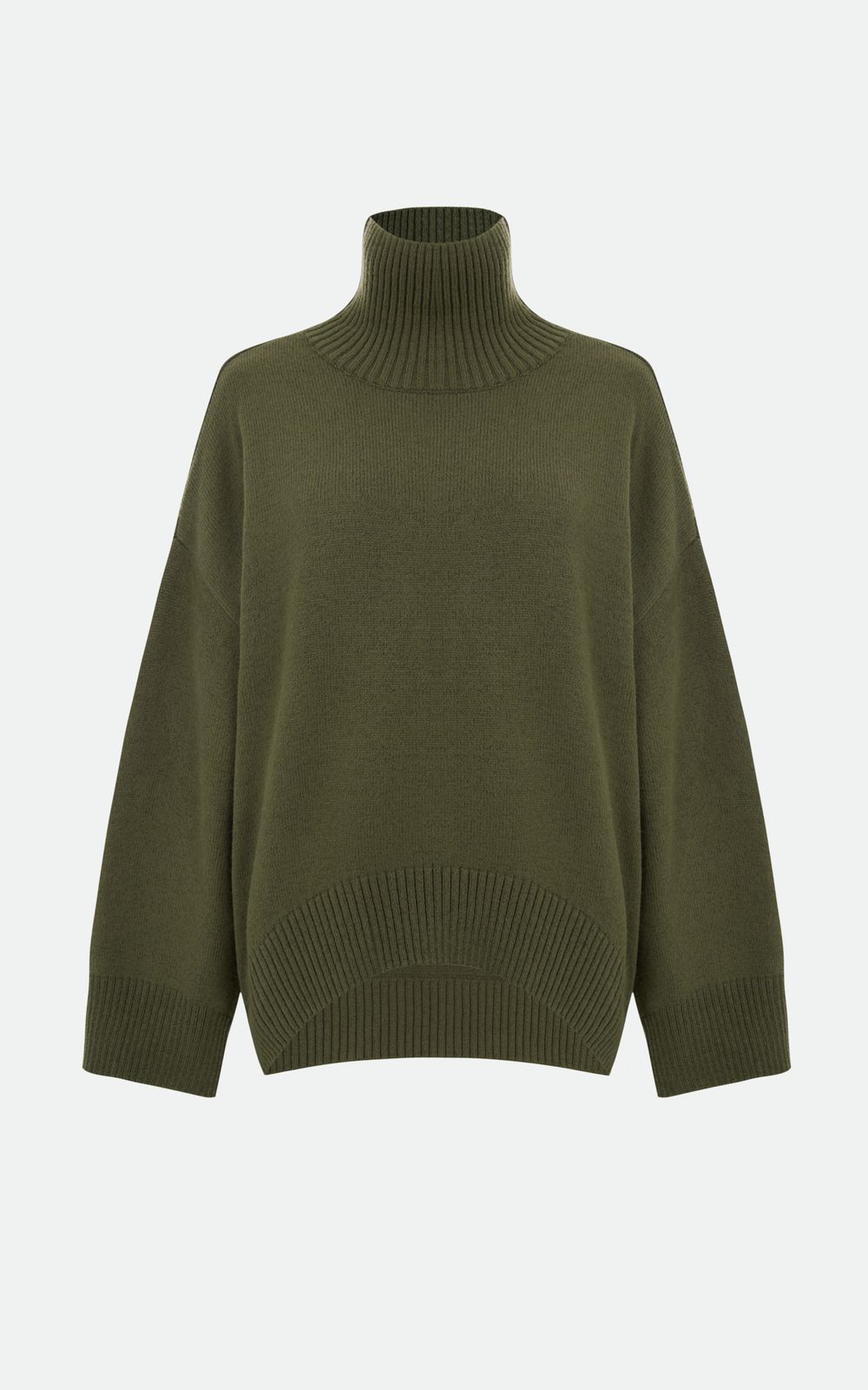 AMI Wool Blend Turtleneck Oversize Sweater - Khaki | COOSH