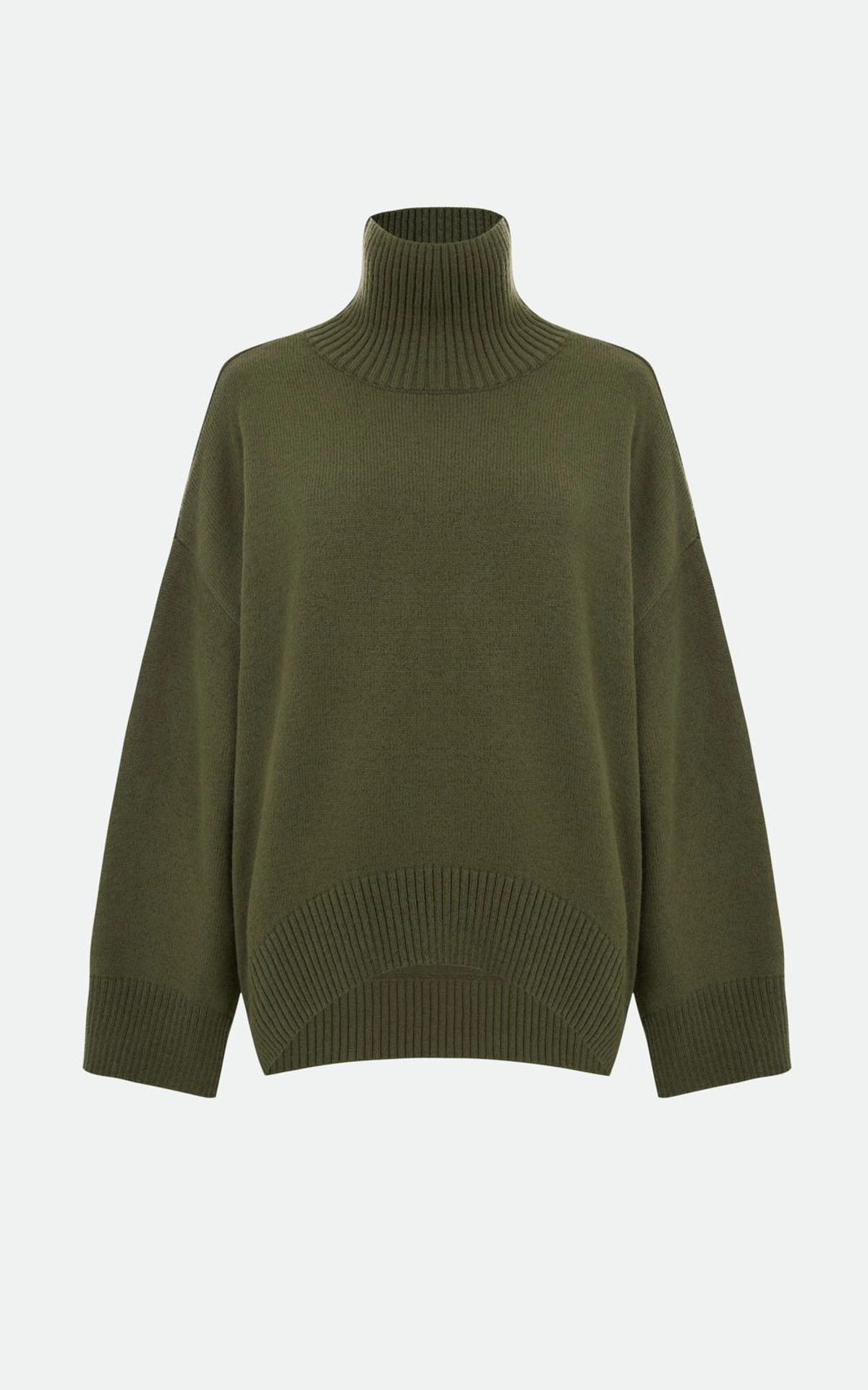 Sweter AMI z wełny z kołnierzem-stójką