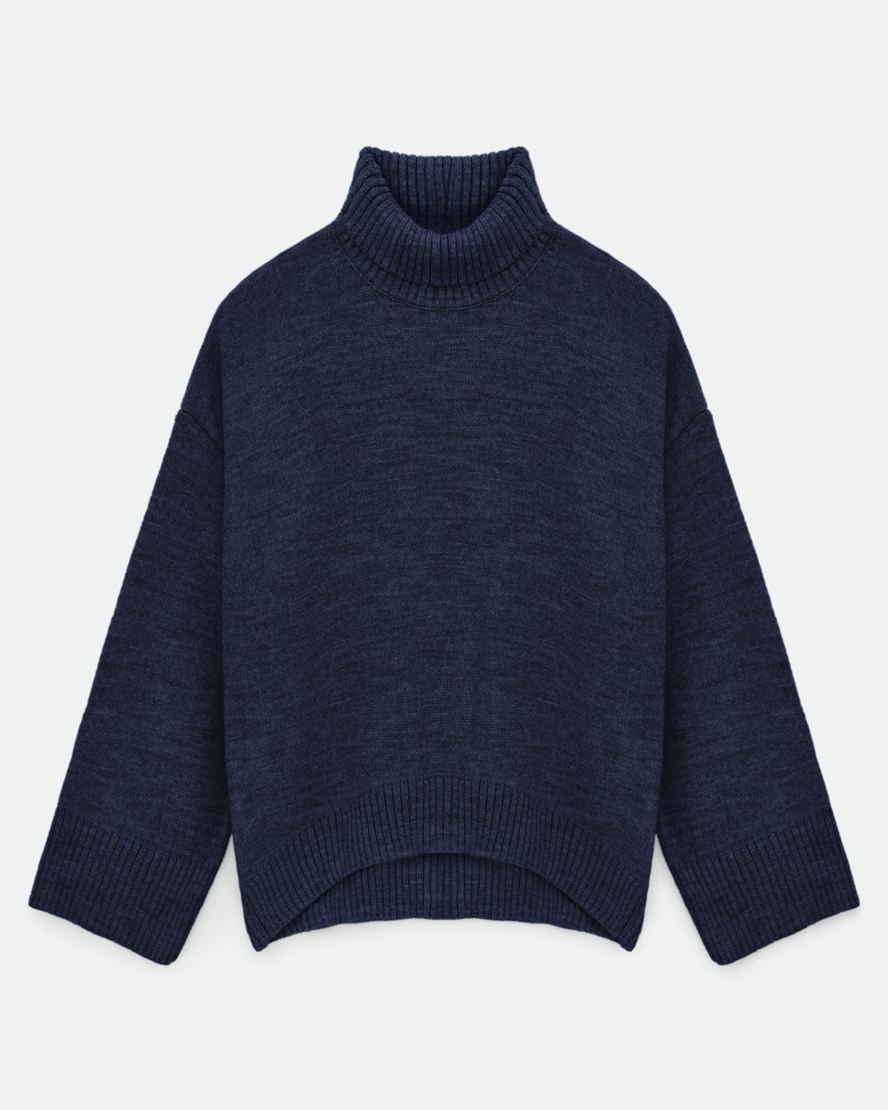 Wool Blend Turtleneck Oversize Sweater - Blue | COOSH