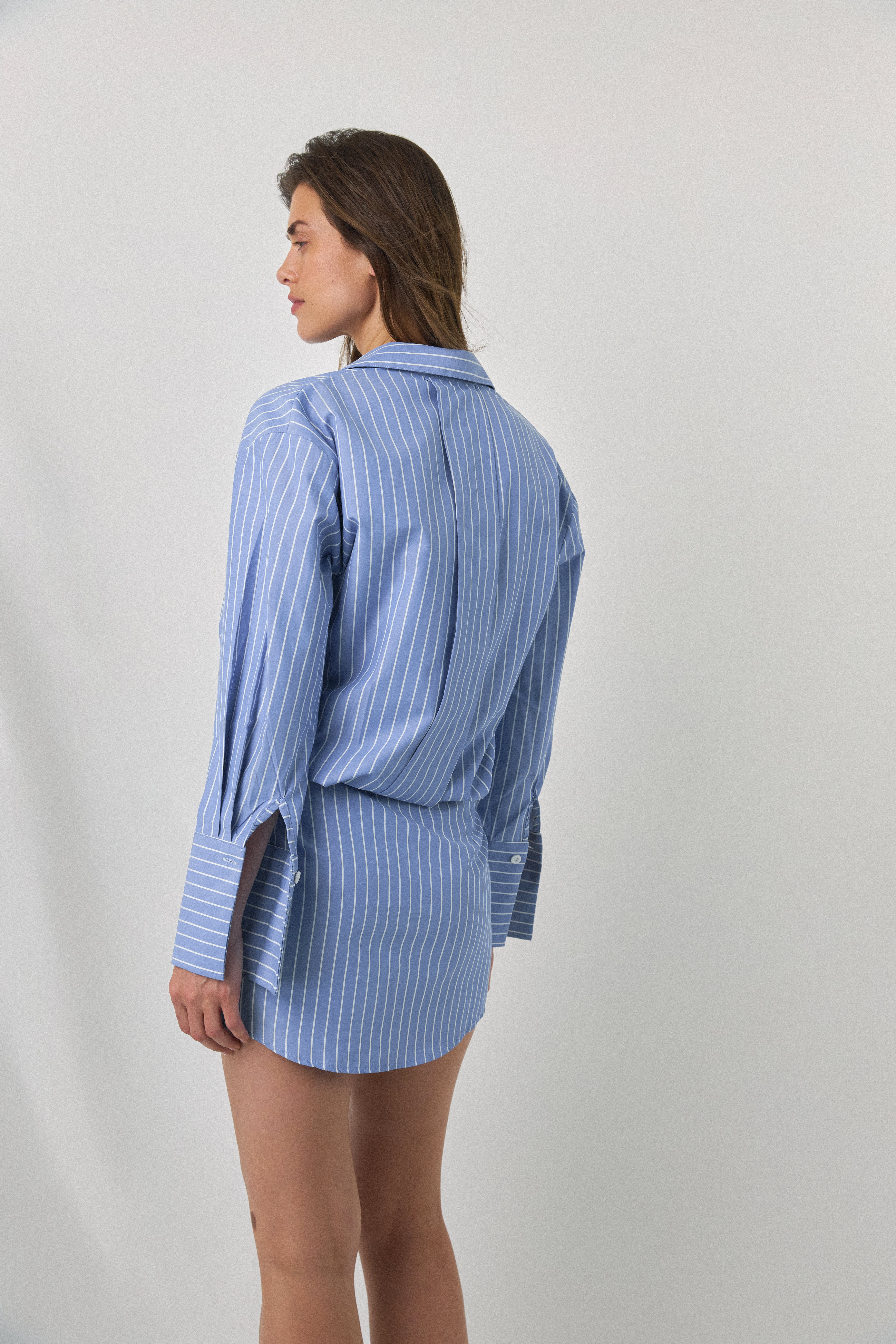 princess polly baby blue dress Blue Stripe Long Sleeve Ribbed T-Shirt Dress