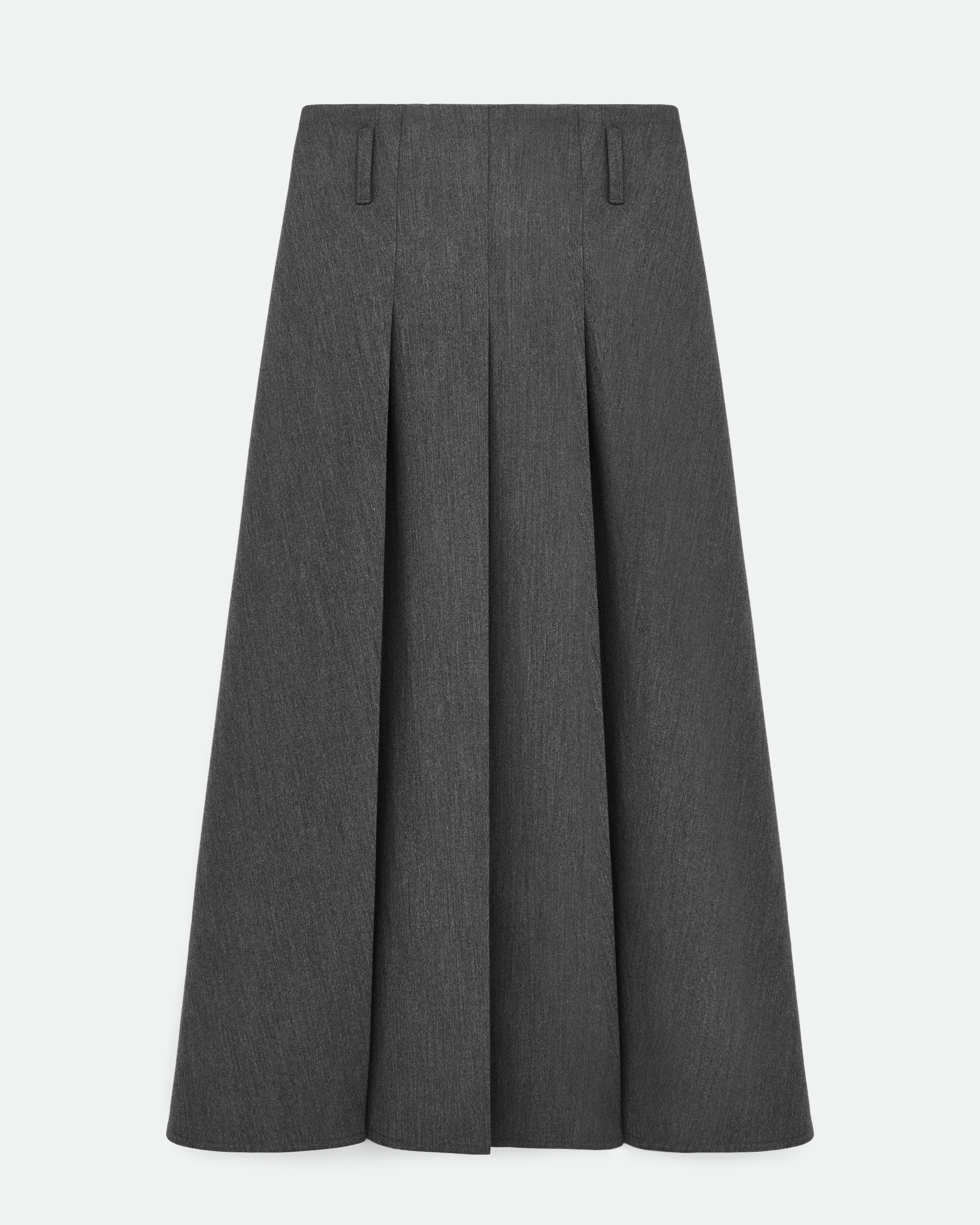 FRILL PLEATS MIDI SKIRT_GREY - crank | 60% - Asian Fashion