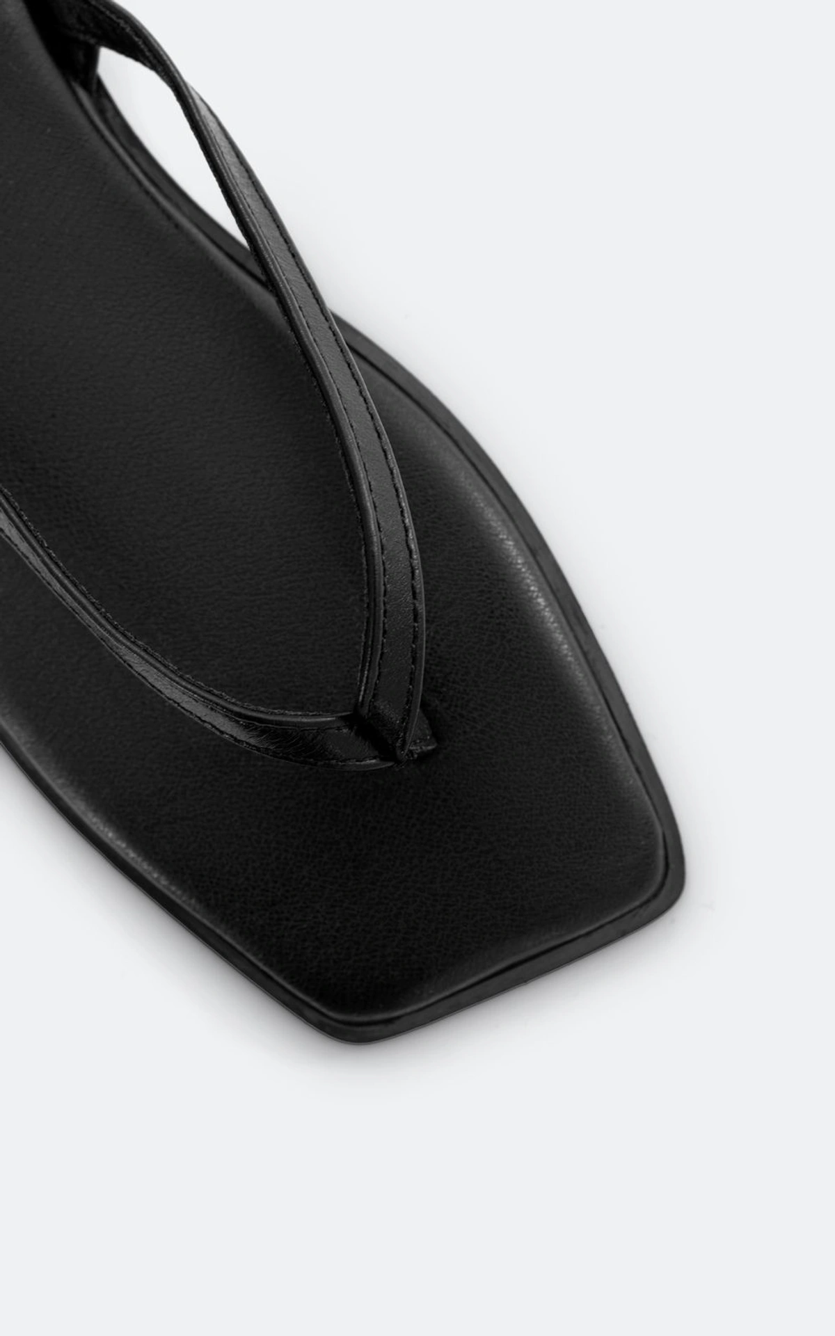 Leather Square-Toe Flat Sandals