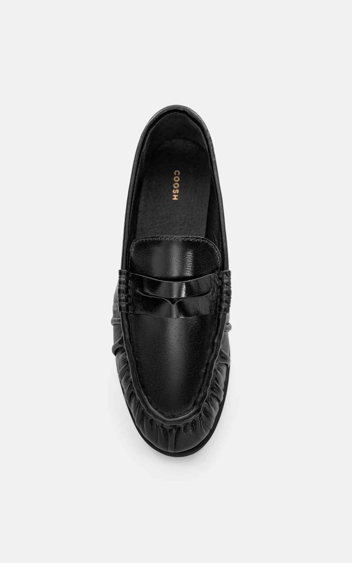 Patent Leather Loafers with Textured Pleats