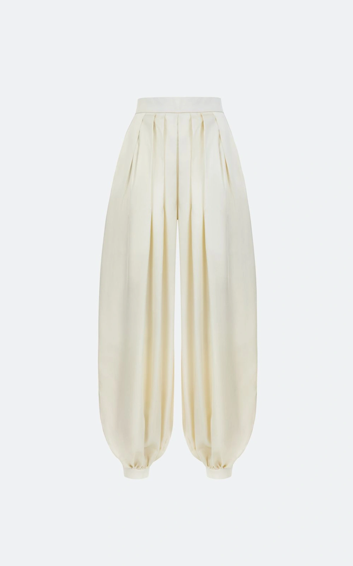 Pleated Satin Harem Pants