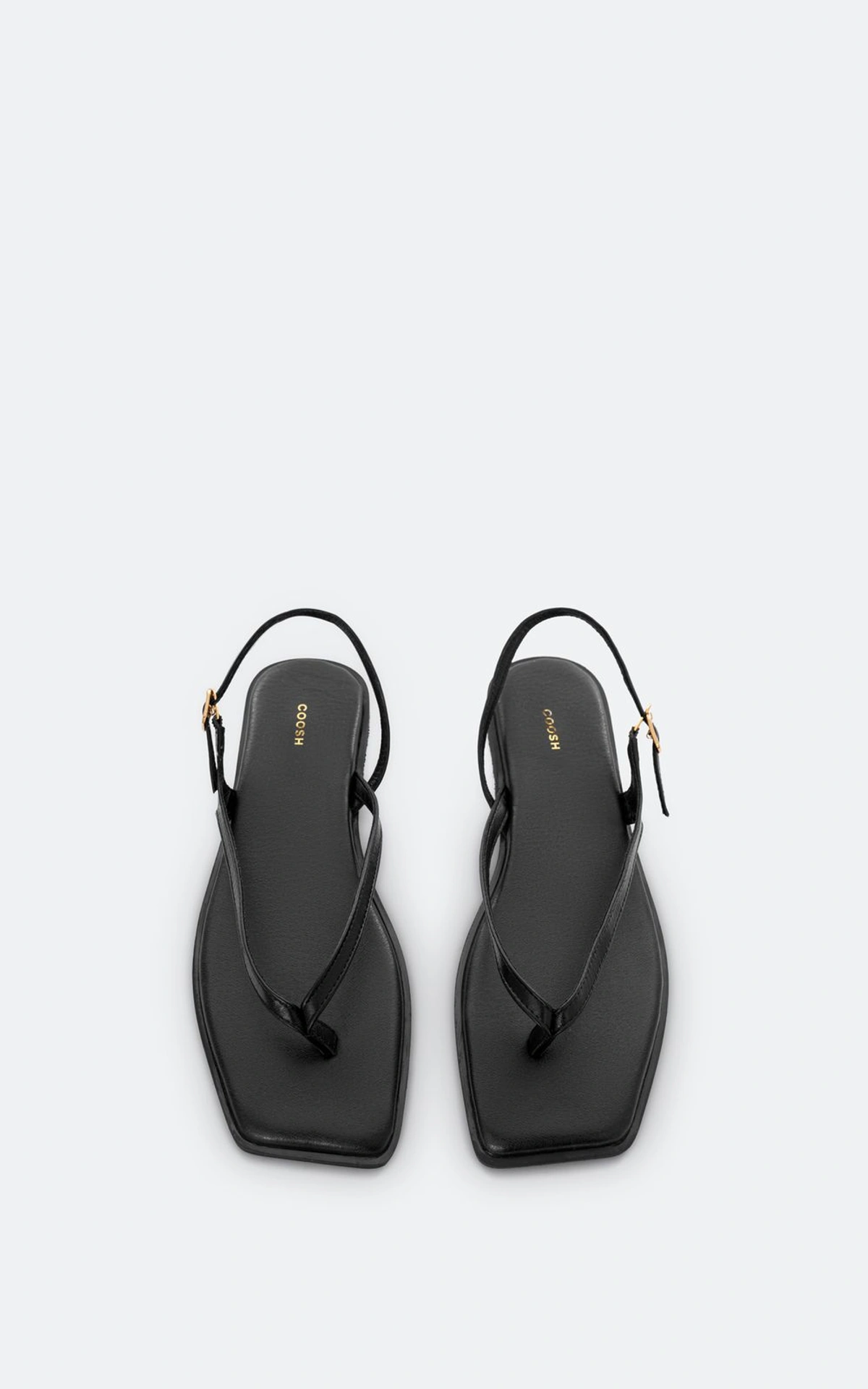 Leather Square-Toe Flat Sandals