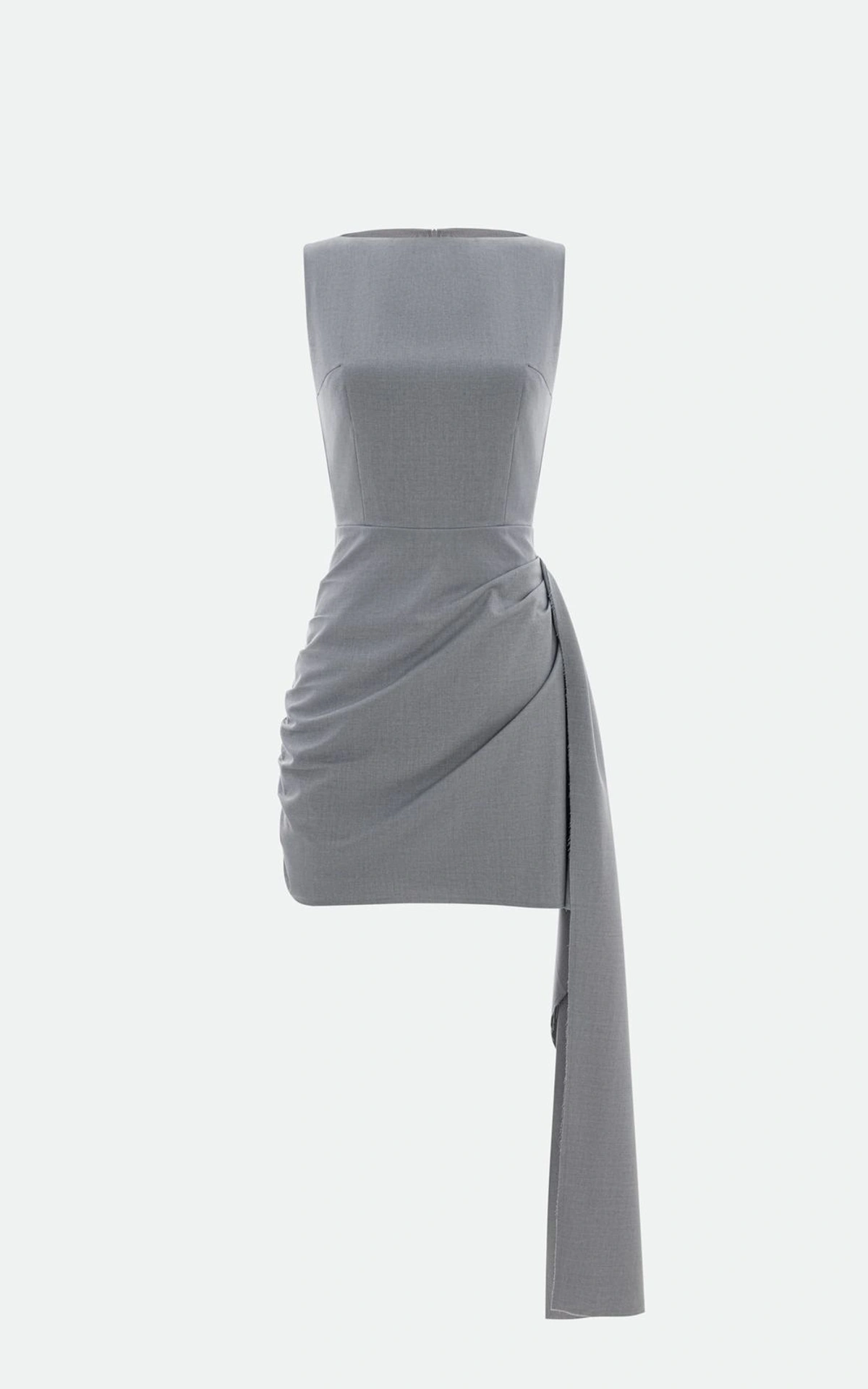 GABI Mini Dress with Unfinished Hem and Train