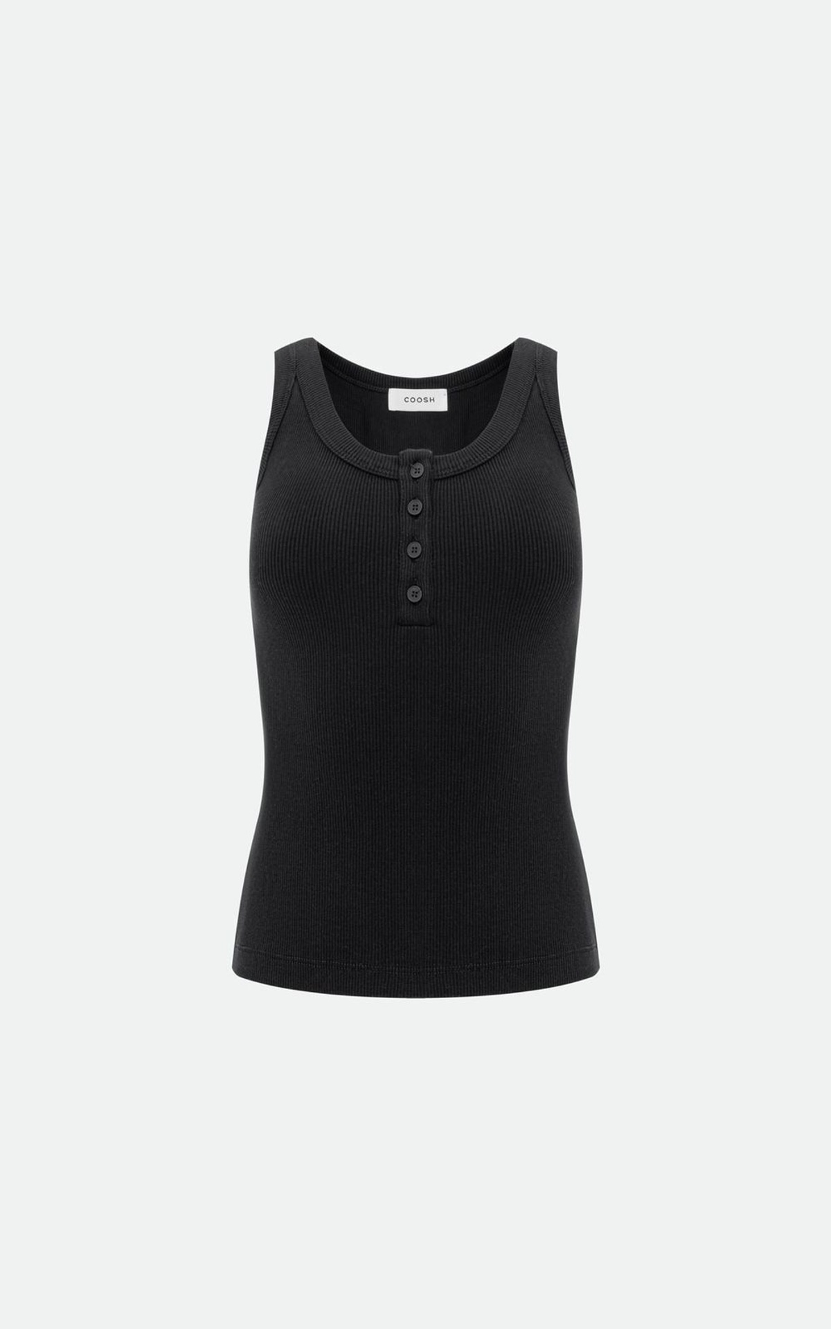 Ribbed Tank Top with Buttons