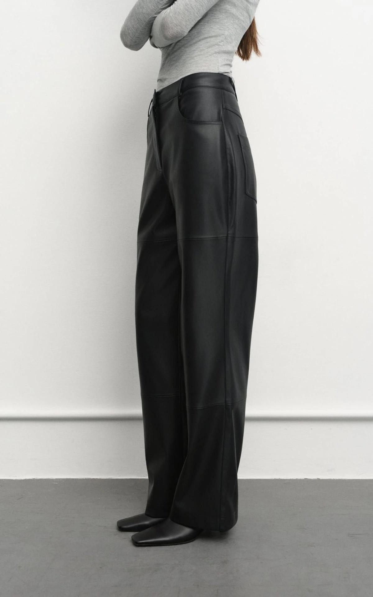 Straight-Leg Faux Leather Trousers