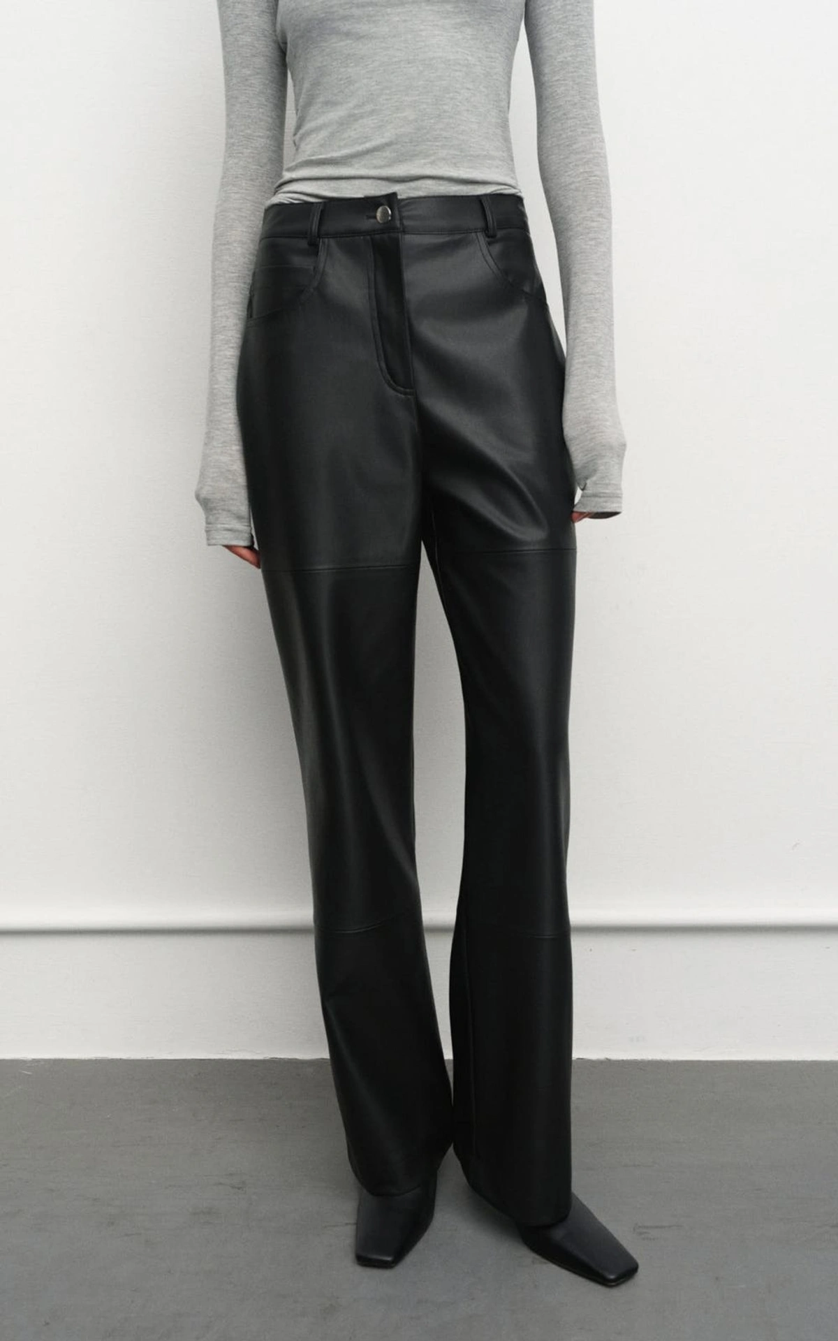 Straight-Leg Faux Leather Trousers