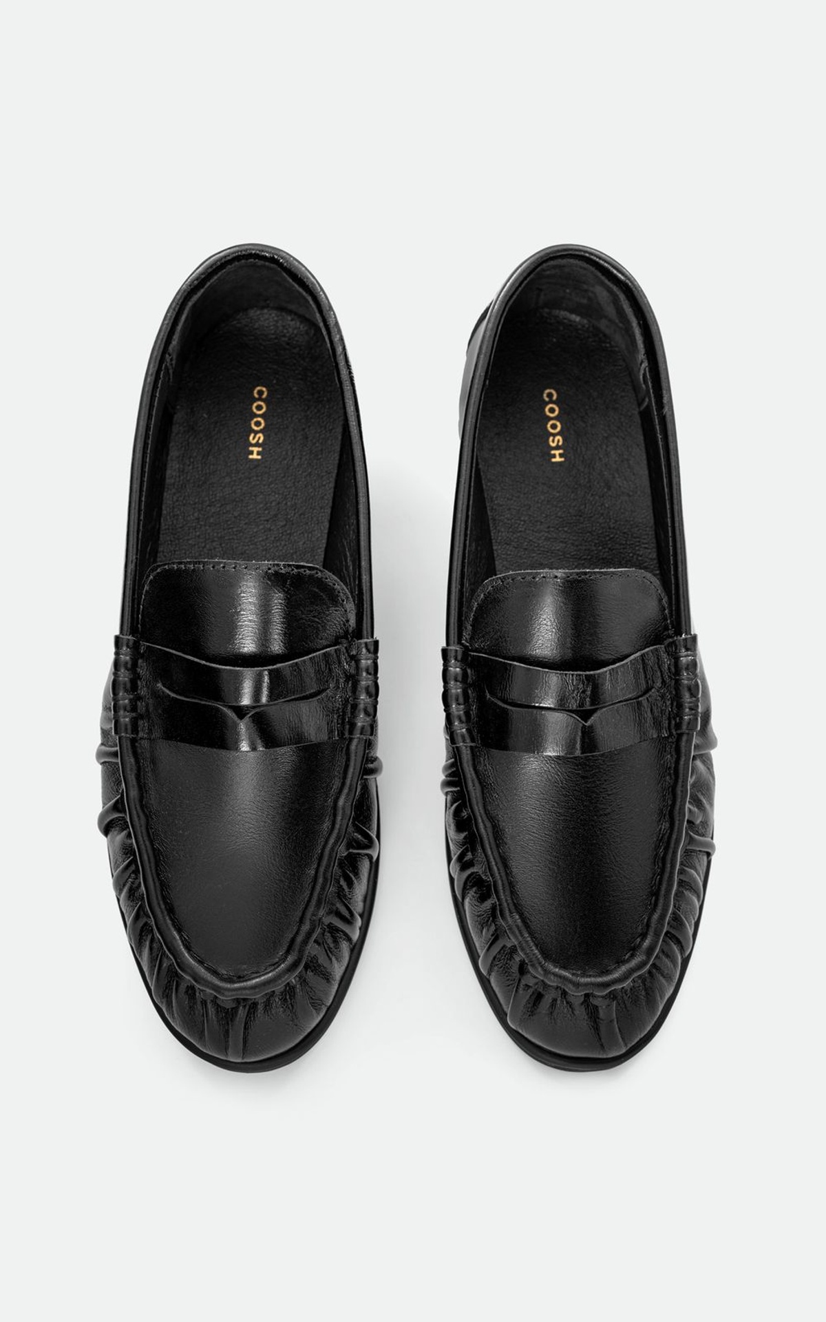 Patent Leather Loafers with Textured Pleats