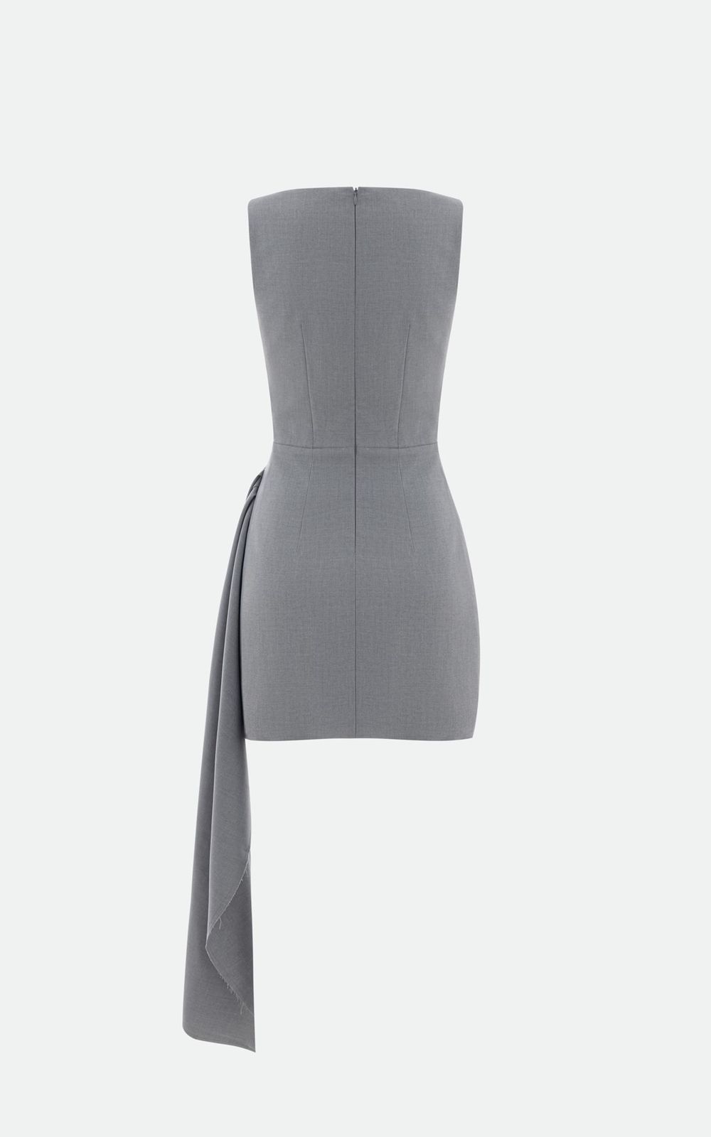 GABI Mini Dress with Unfinished Hem and Train - Grey | COOSH