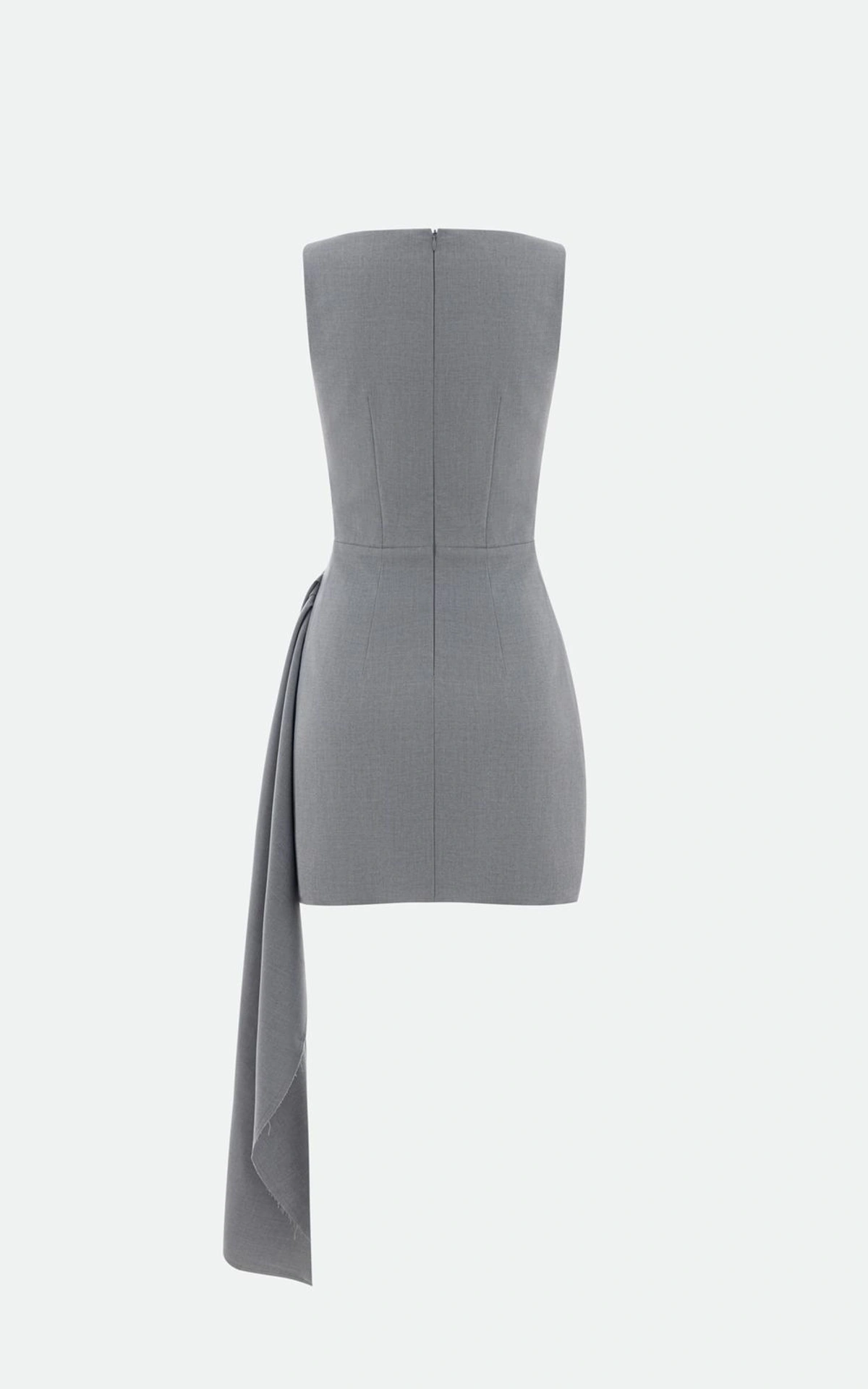 GABI Mini Dress with Unfinished Hem and Train