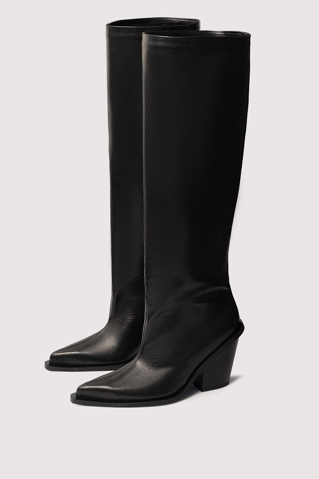 CC High Boots Black Bow Tie Cowhide