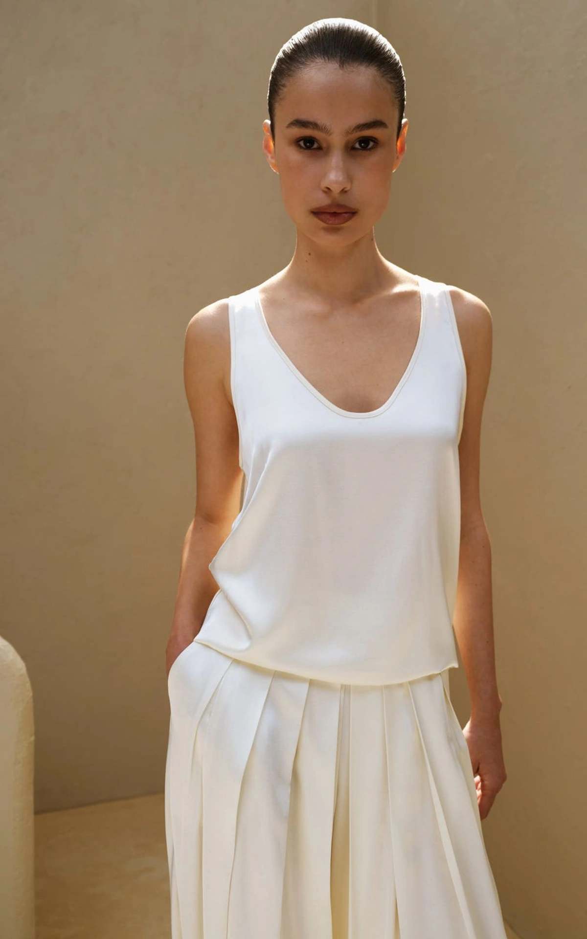 Satin Top with Thin Scarf
