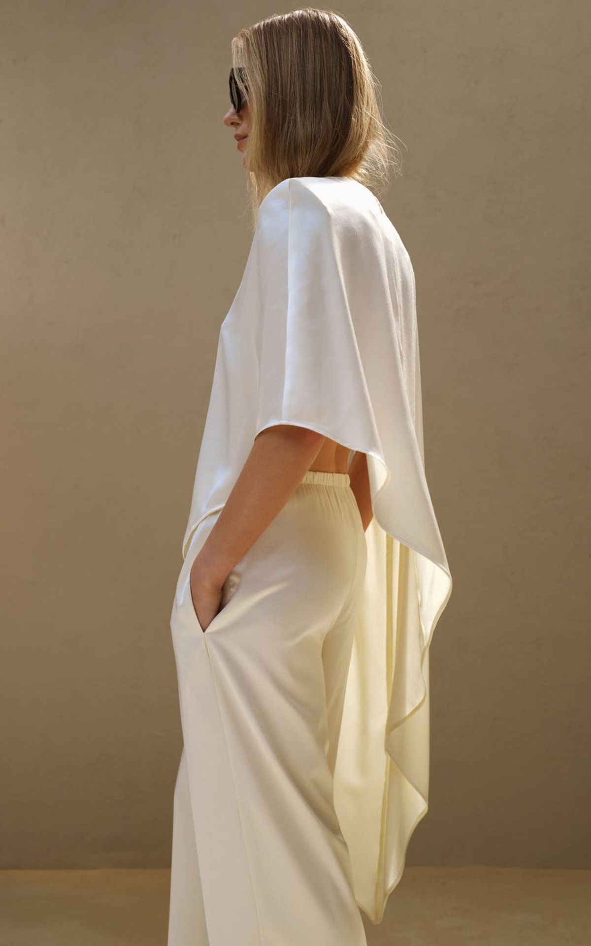 Relaxed Fit Satin Pants with Elastic Waist