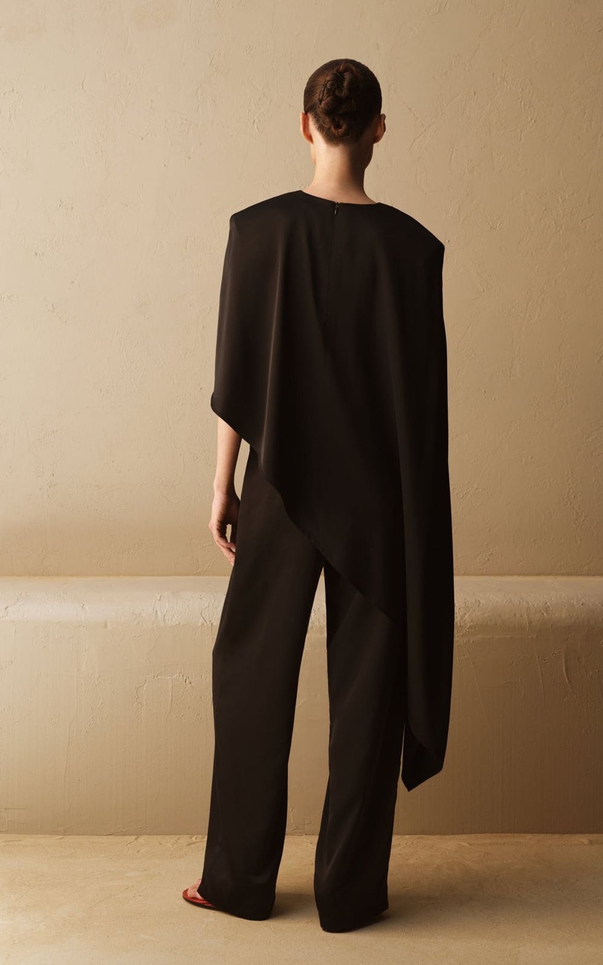 Asymmetric Satin Cape Top