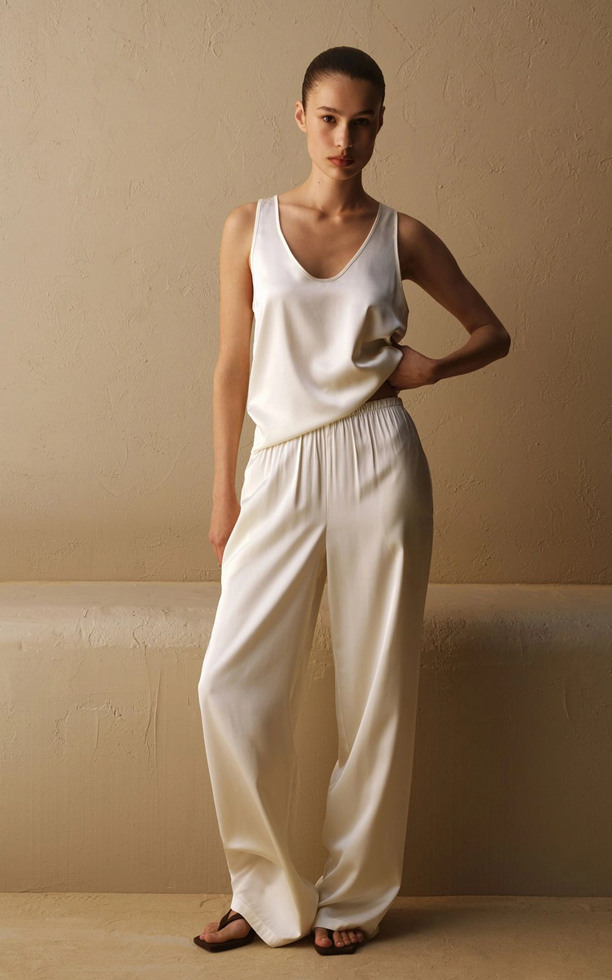 Satin Top with Thin Scarf