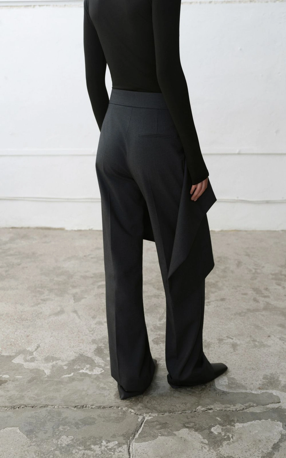 Trousers with Asymmetric Overlay Skirt