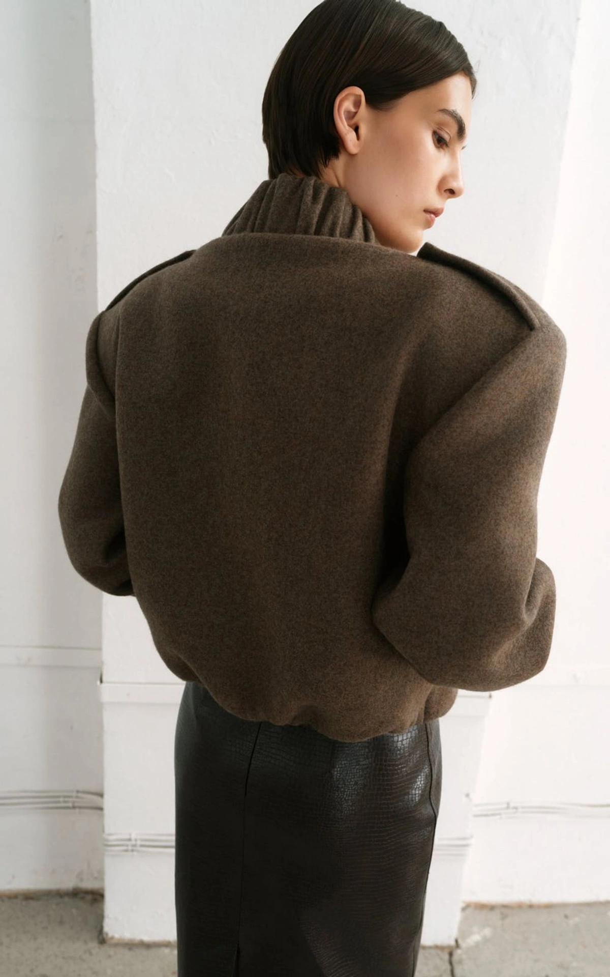 KATE Cropped Wool Bomber Jacket