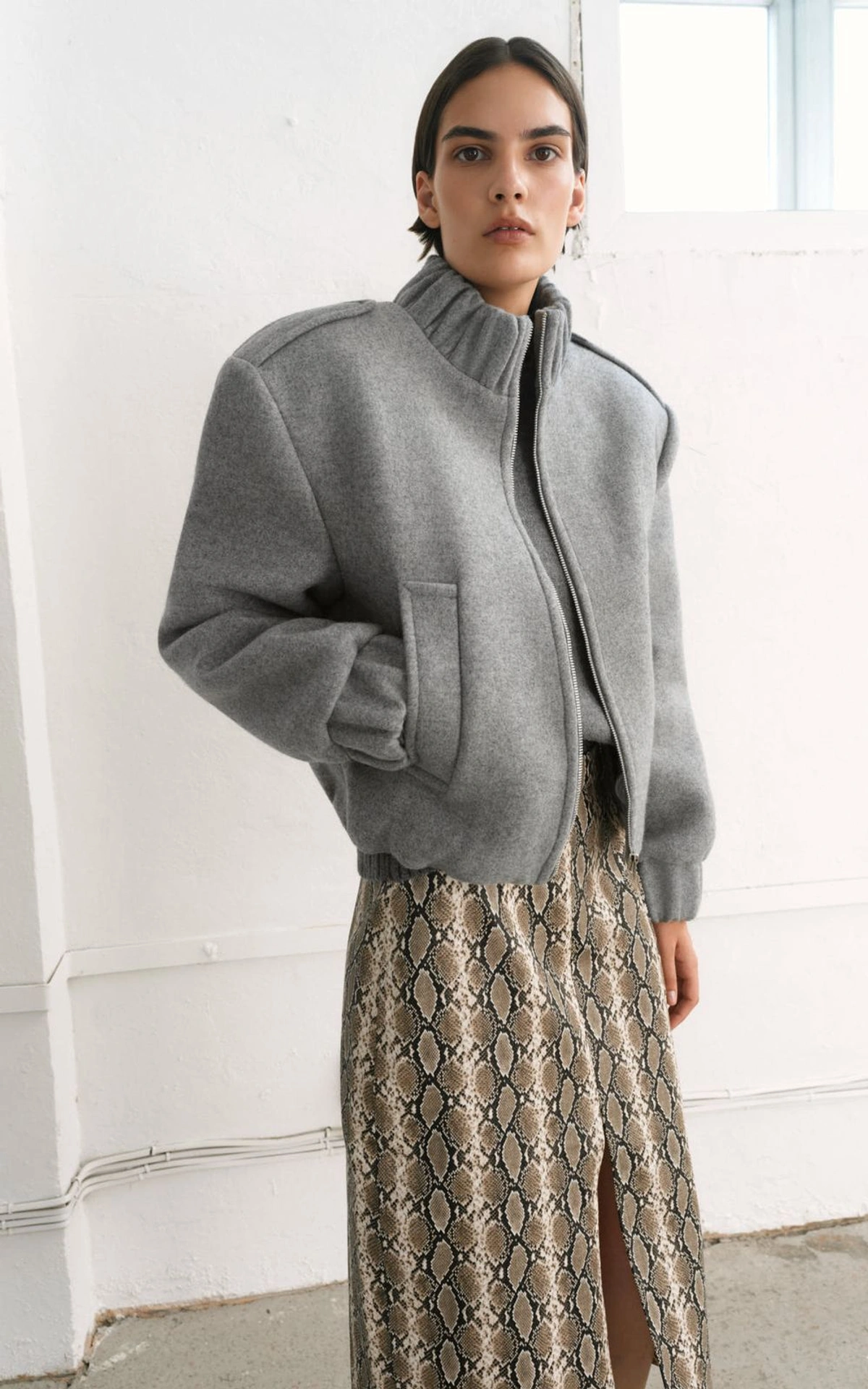 KATE Cropped Wool Bomber Jacket
