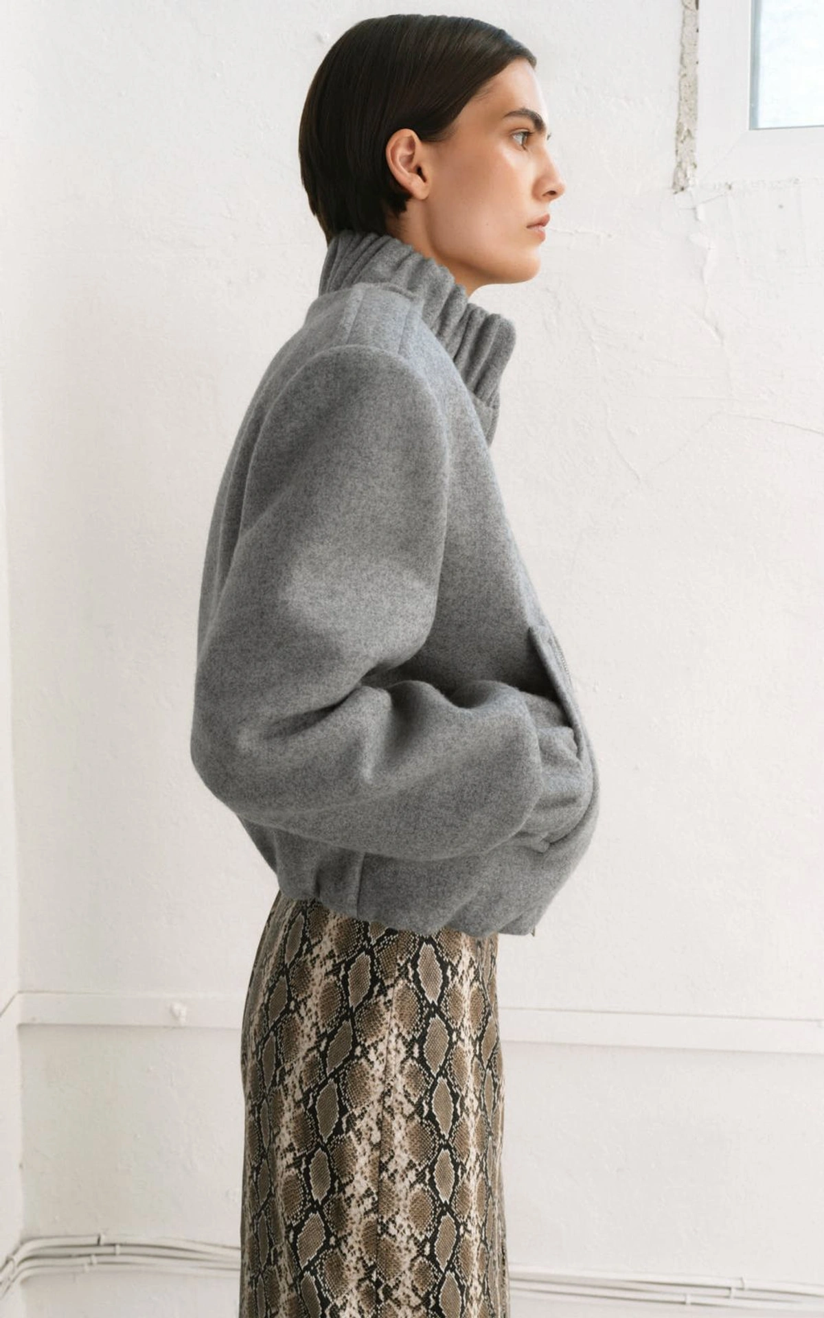 KATE Cropped Wool Bomber Jacket