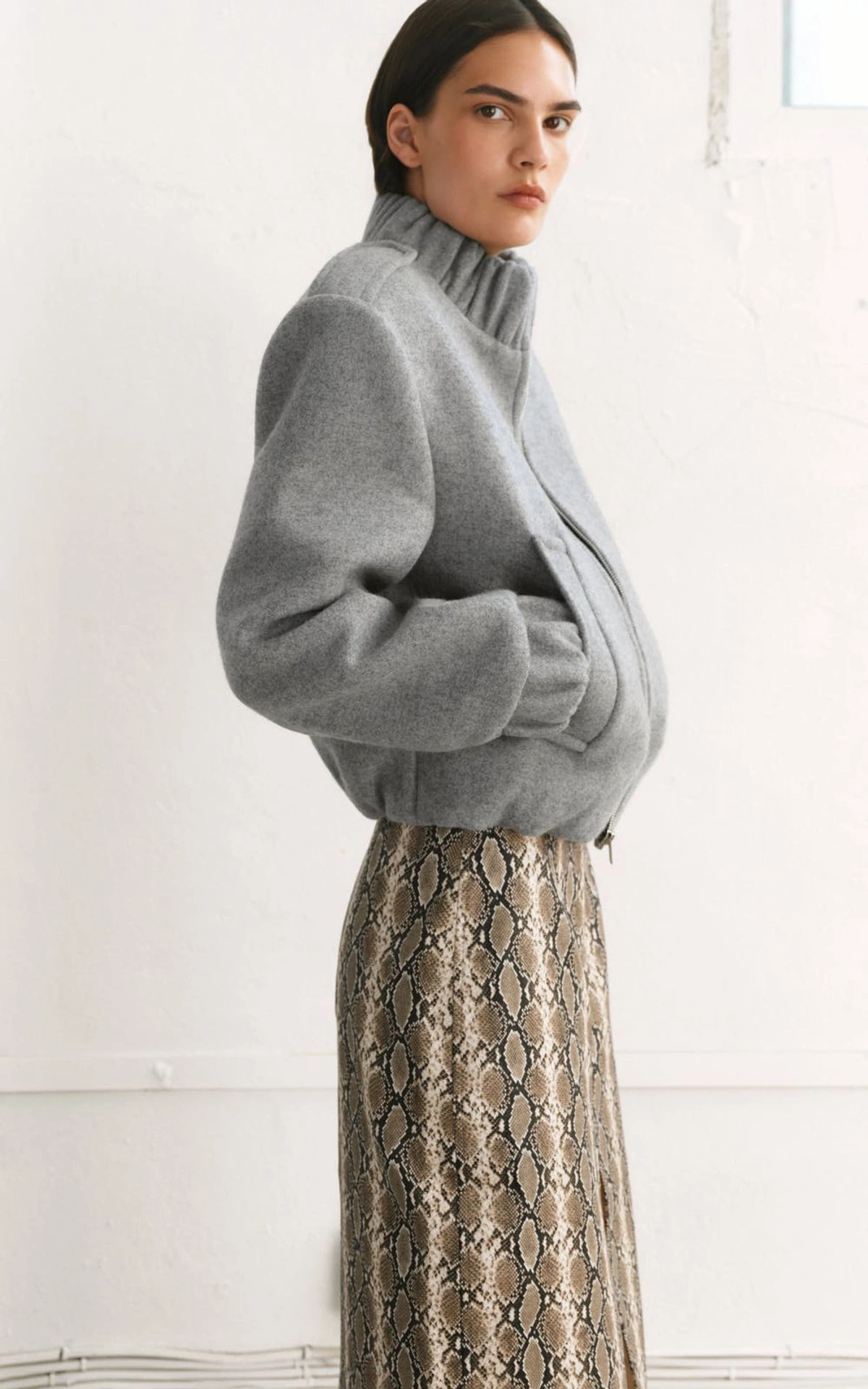 KATE Cropped Wool Bomber Jacket