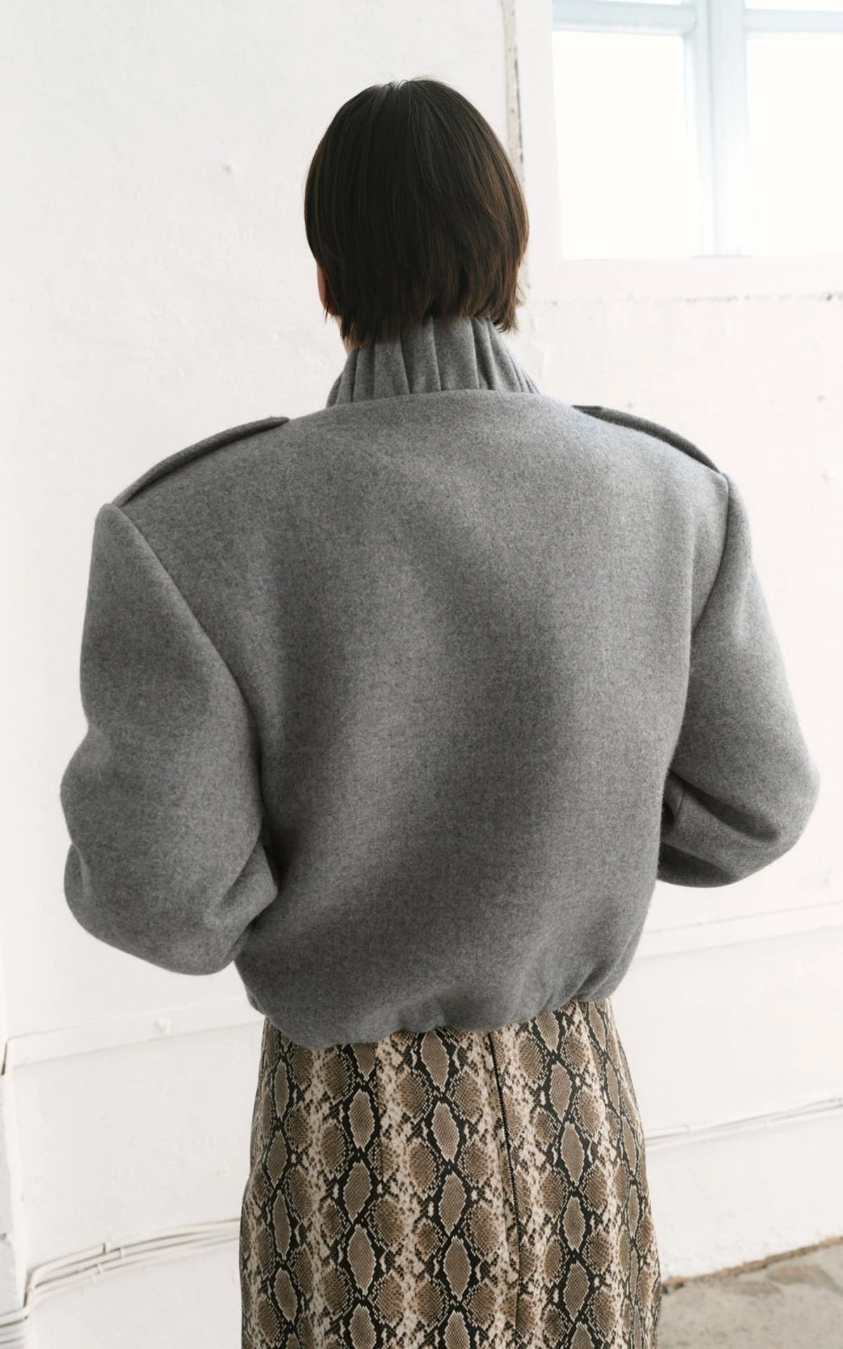 KATE Cropped Wool Bomber Jacket
