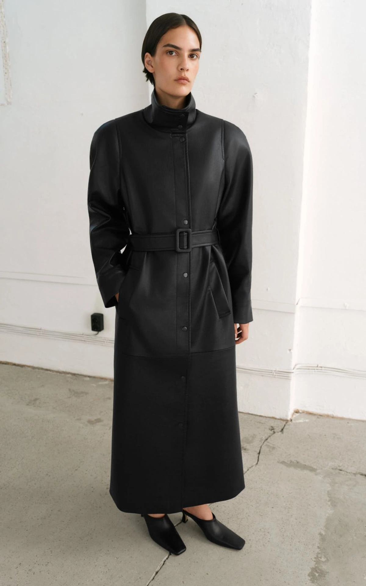 NEA Premium Faux Leather Trench Coat