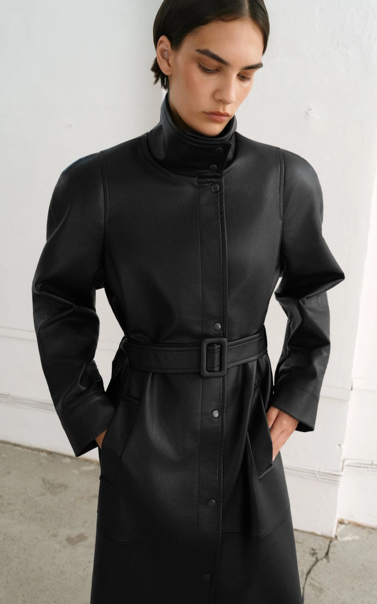 NEA Premium Faux Leather Trench Coat