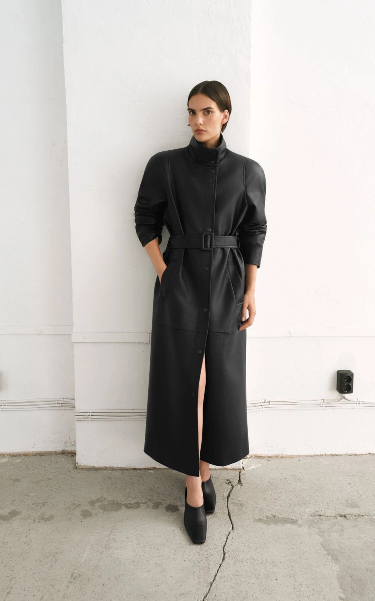 NEA Premium Faux Leather Trench Coat