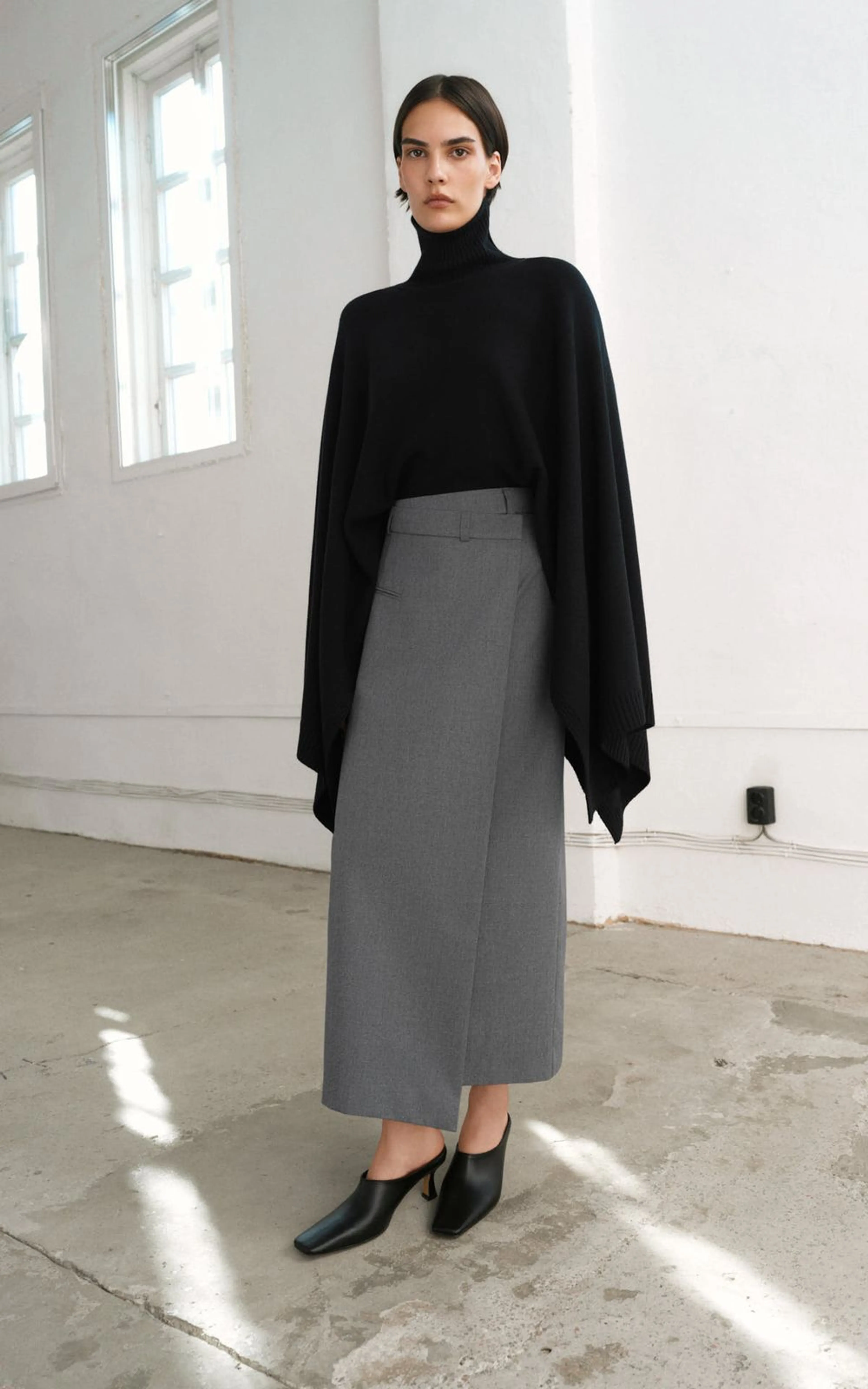 SABINE Midi Skirt with Asymmetric Waistband