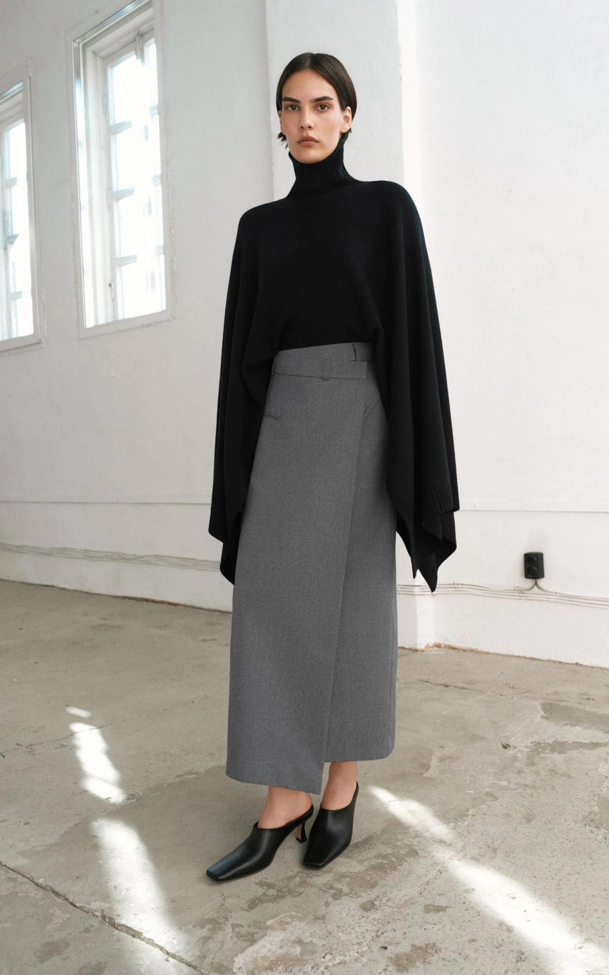 SABINE Midi Skirt with Asymmetric Waistband