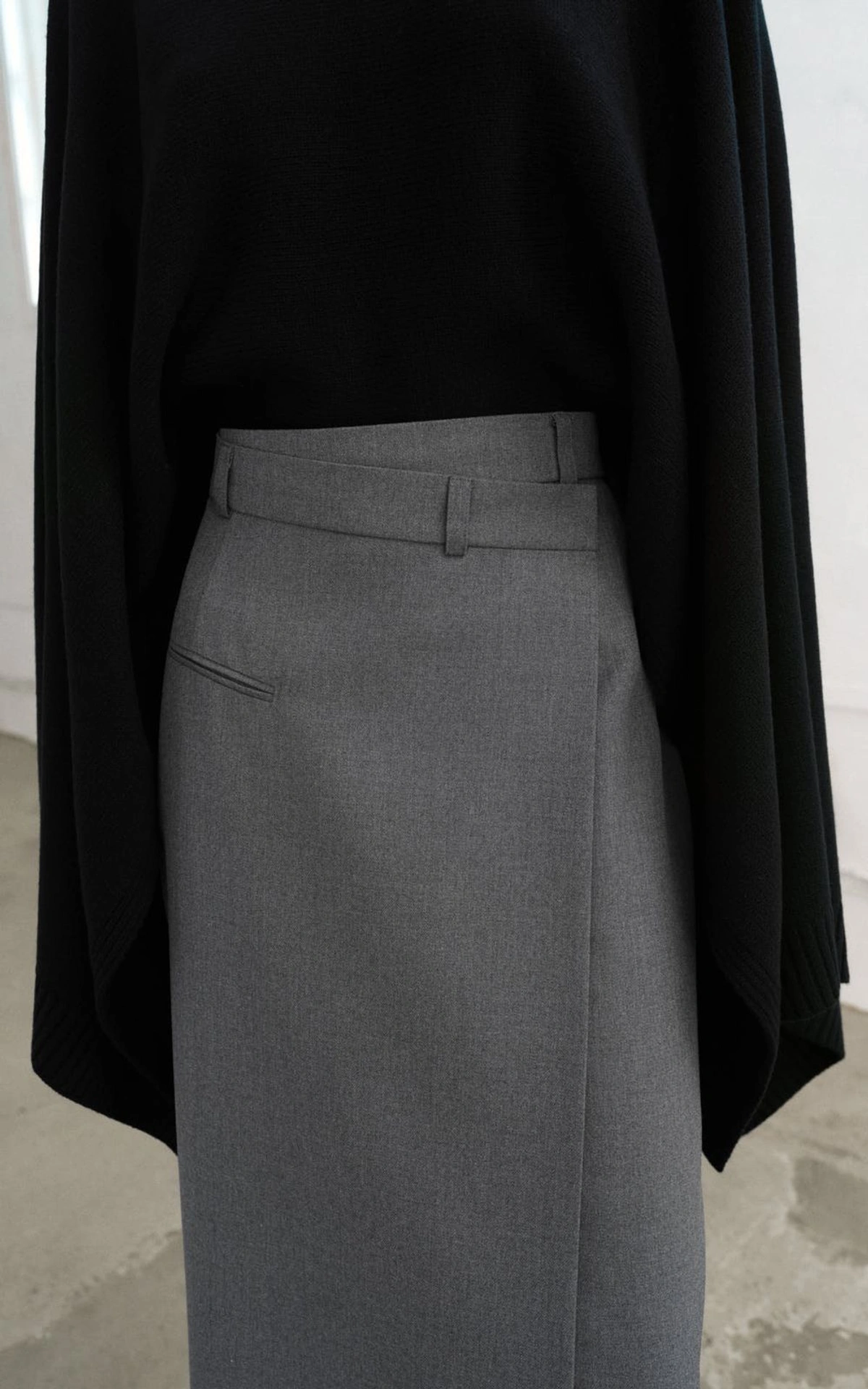 SABINE Midi Skirt with Asymmetric Waistband