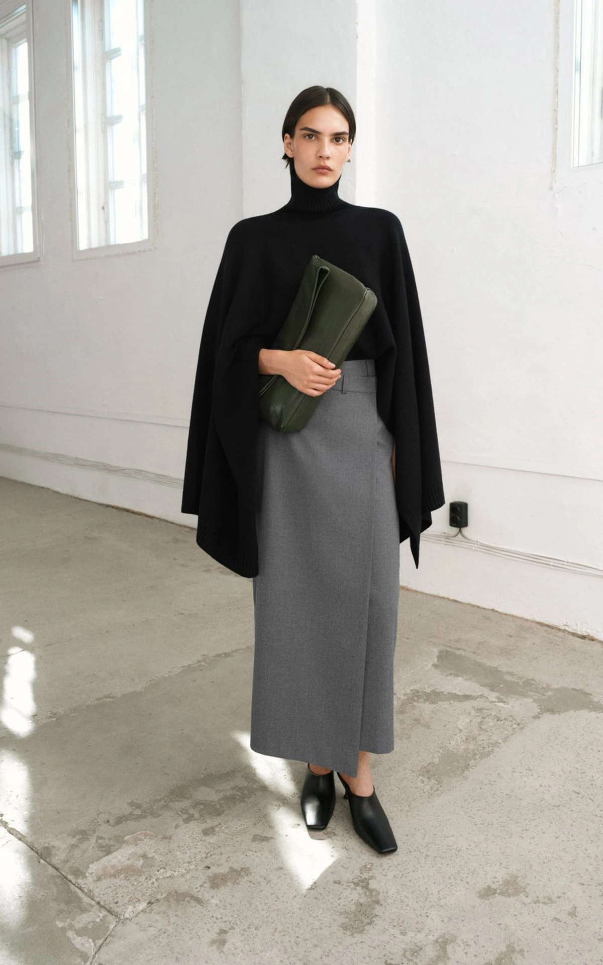 SABINE Midi Skirt with Asymmetric Waistband