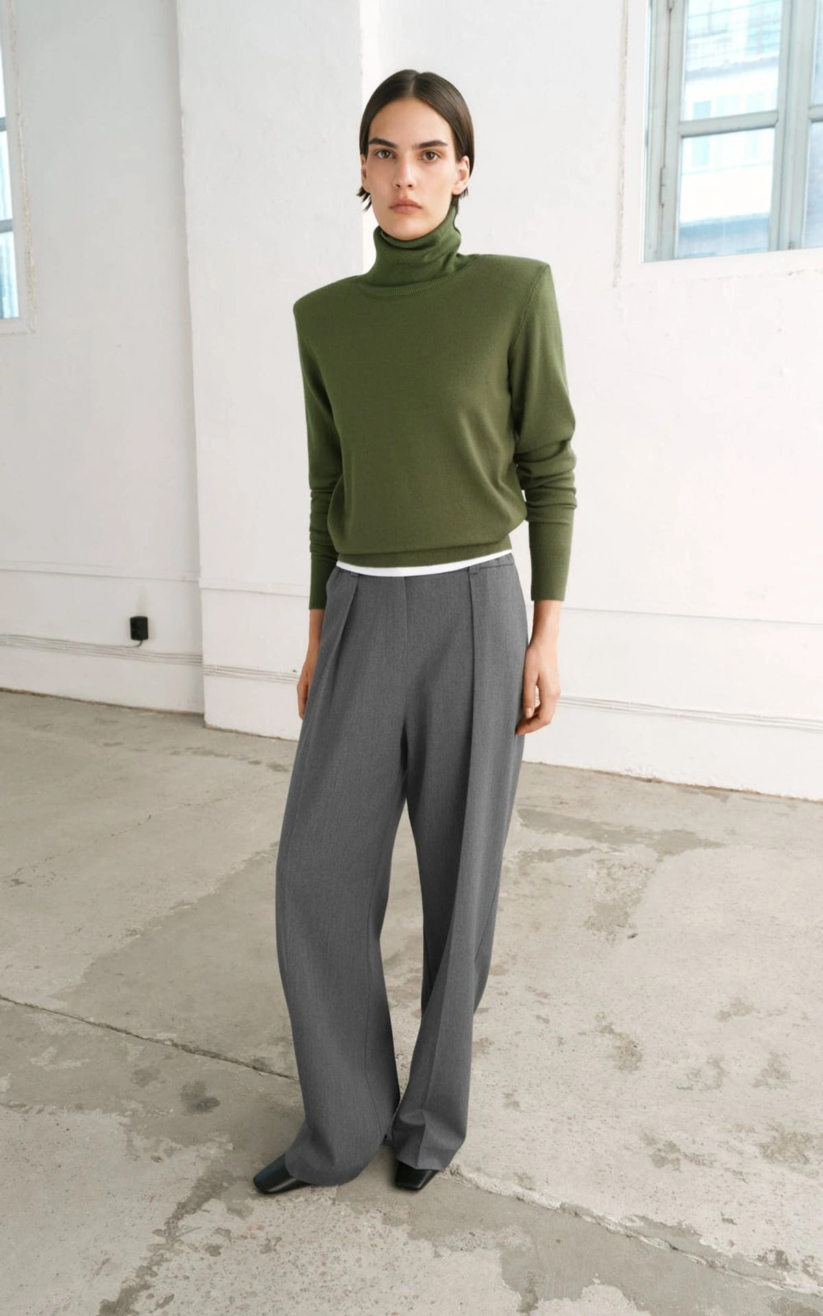 Knit Turtleneck with Shoulder Pads