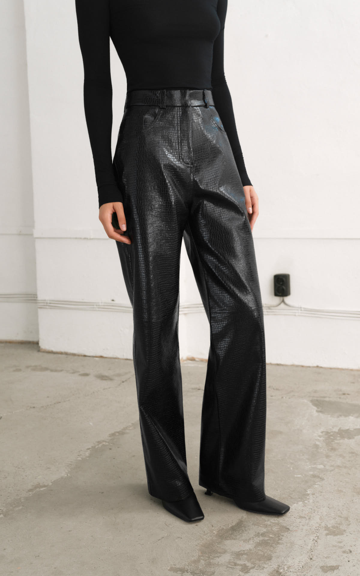 Textured Leather Pants - Black | COOSH
