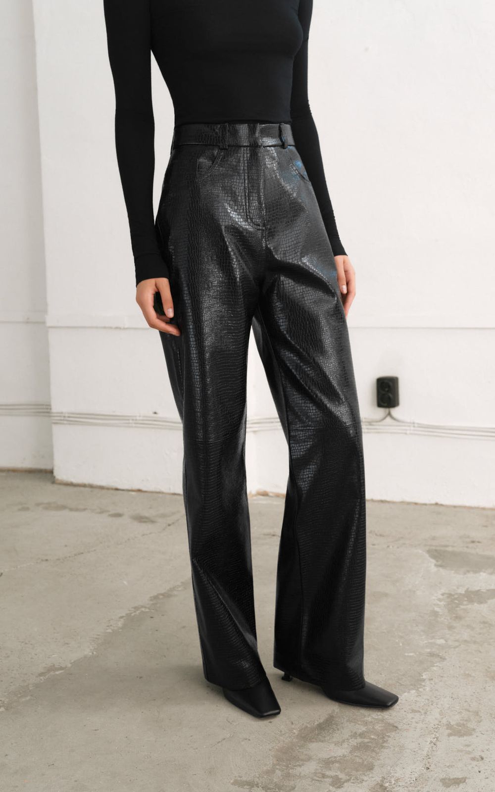 Textured Leather Pants - Black | COOSH